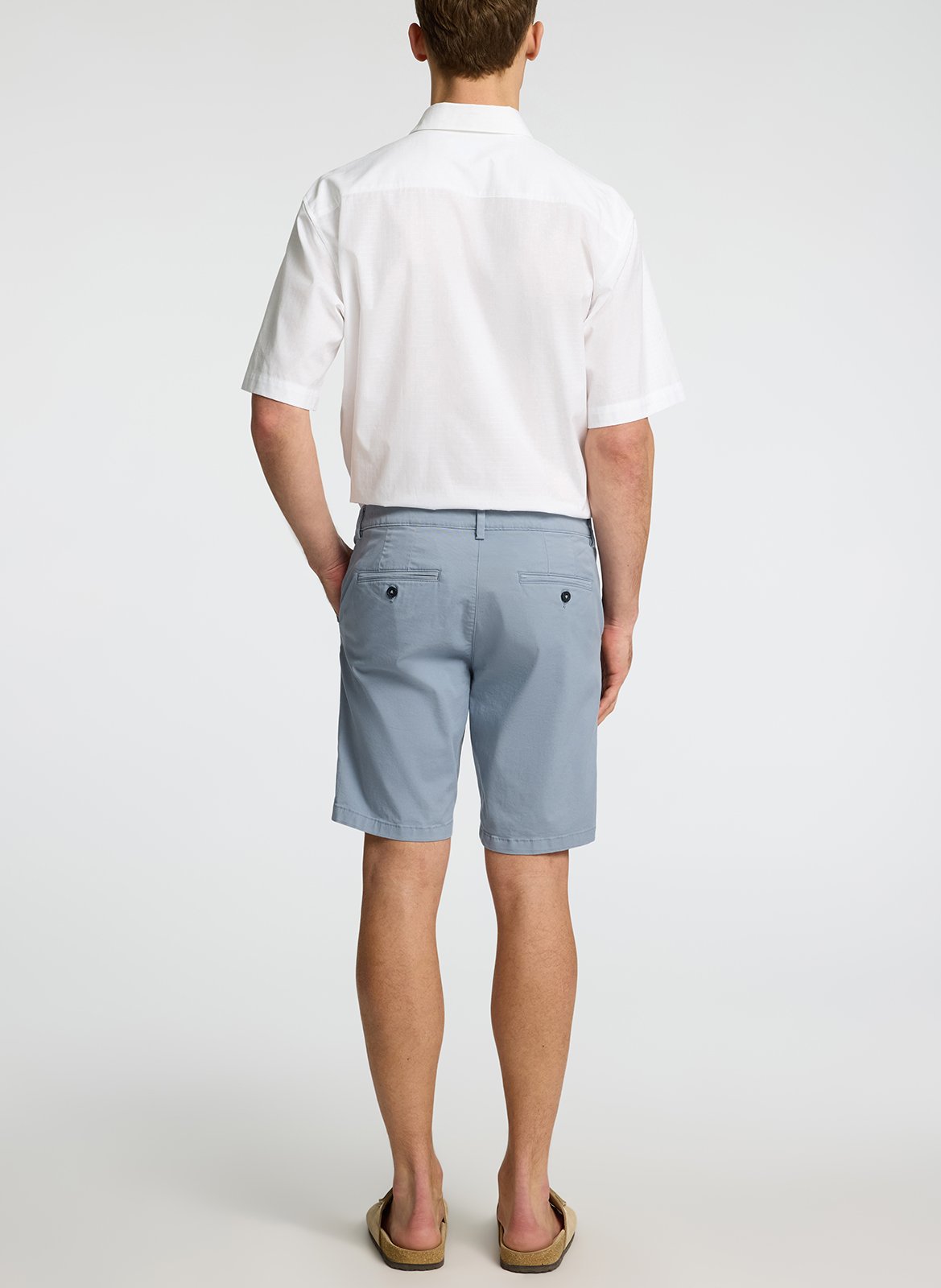 Short chino en coton bio mélangé Gris