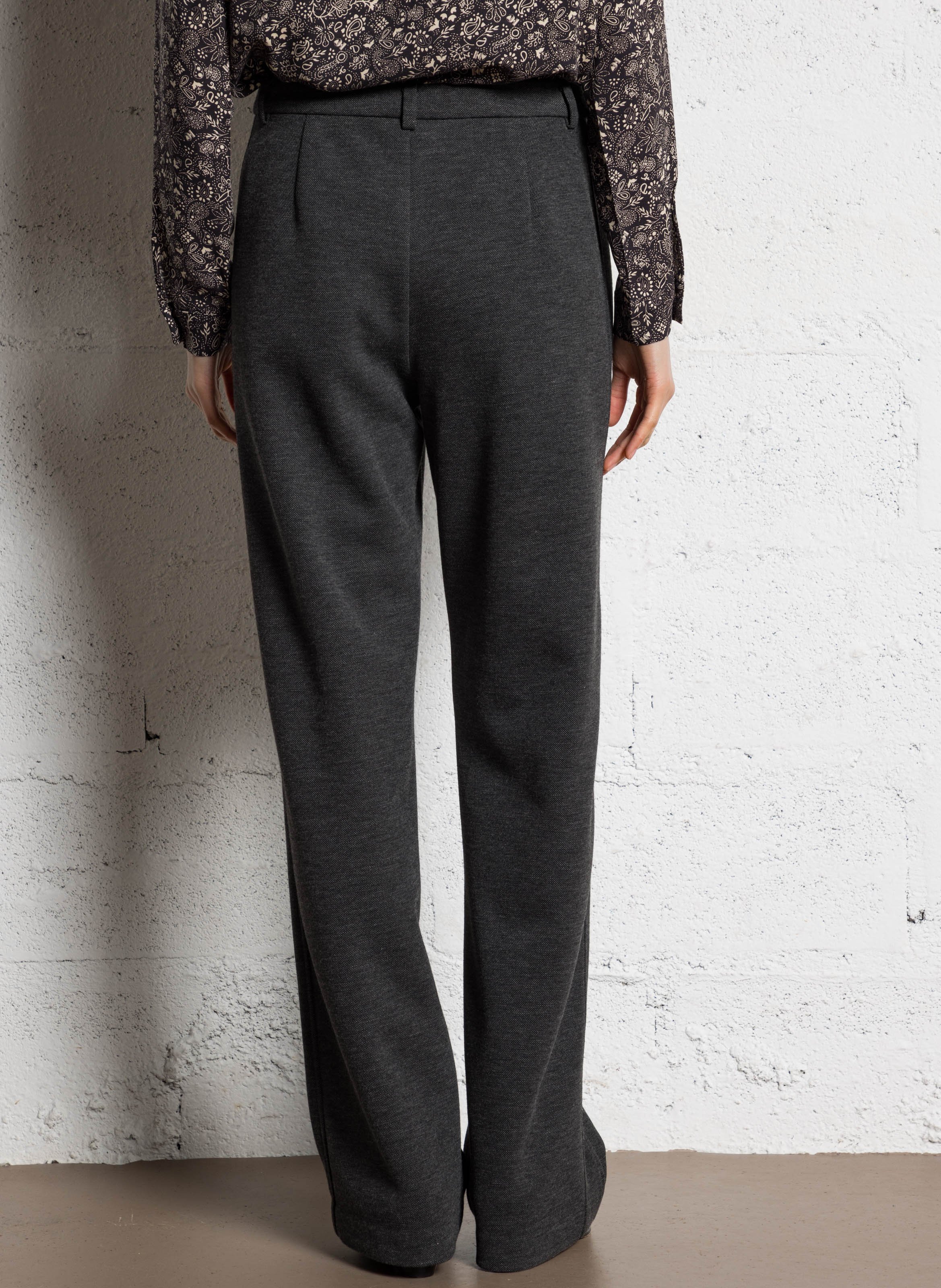 Pantalon de tailleur maille chinée I CODE Gris