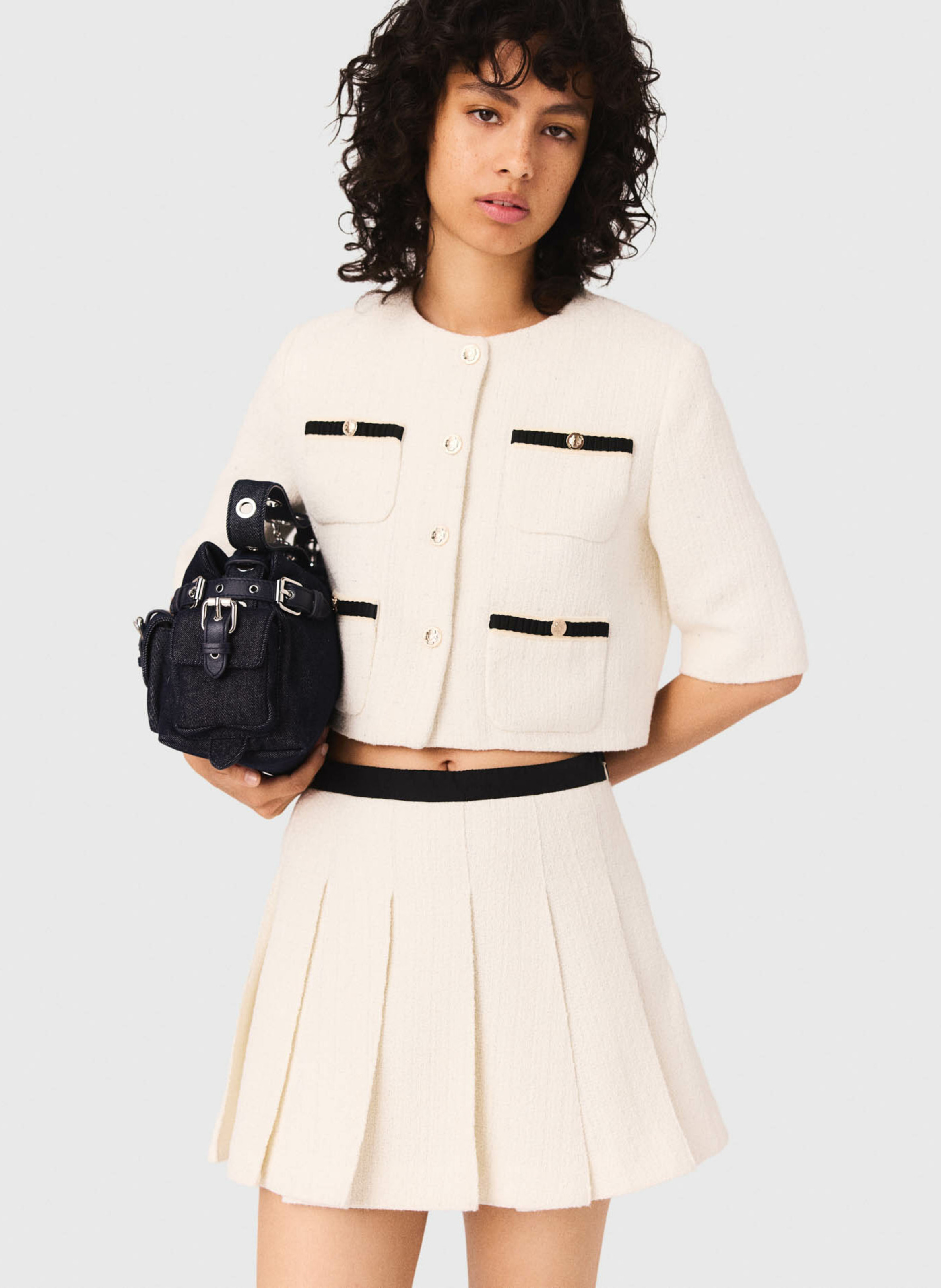 Jupe-short en coton mélangé MAJE Beige