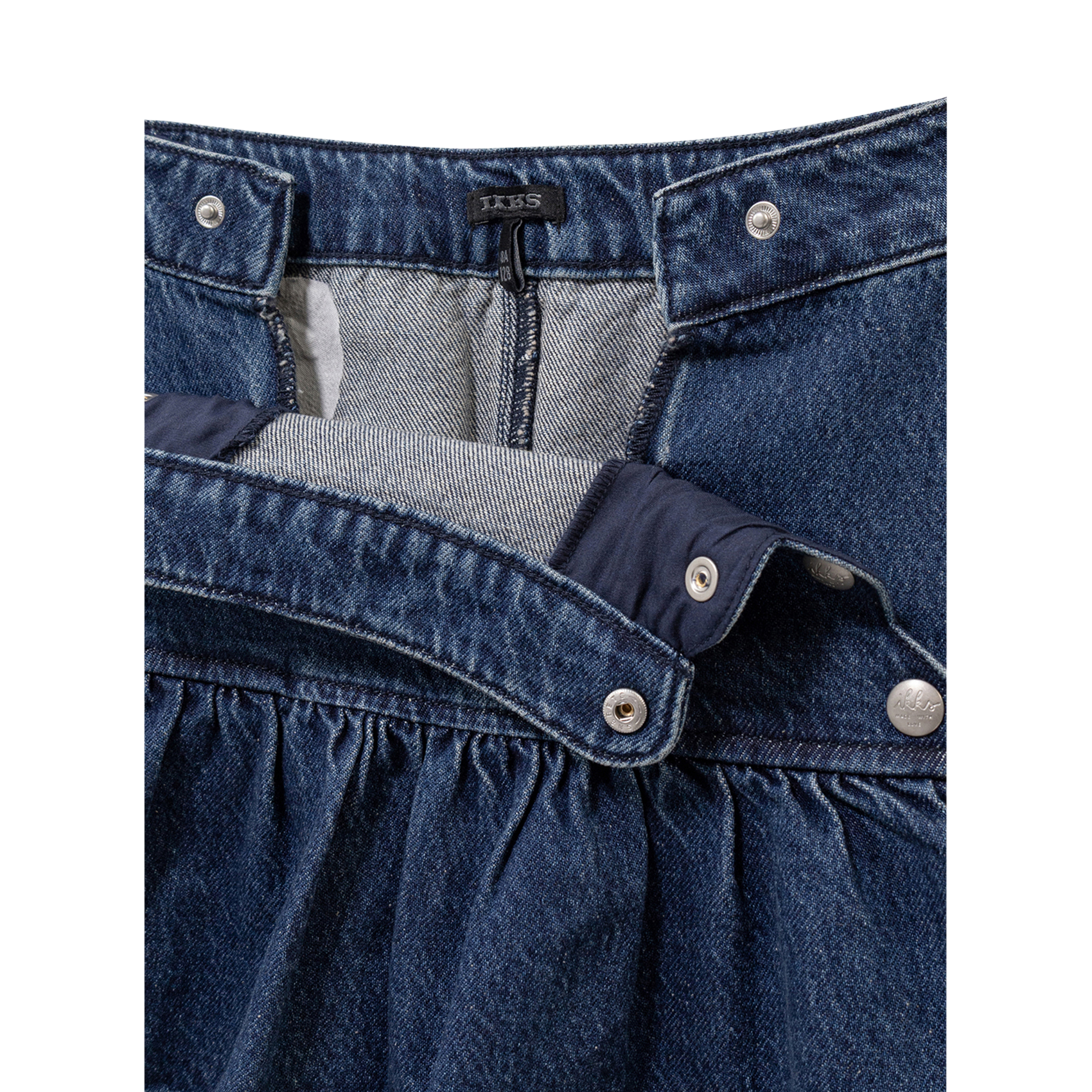 Jupe en jean pressions en coton IKKS JUNIOR Bleu