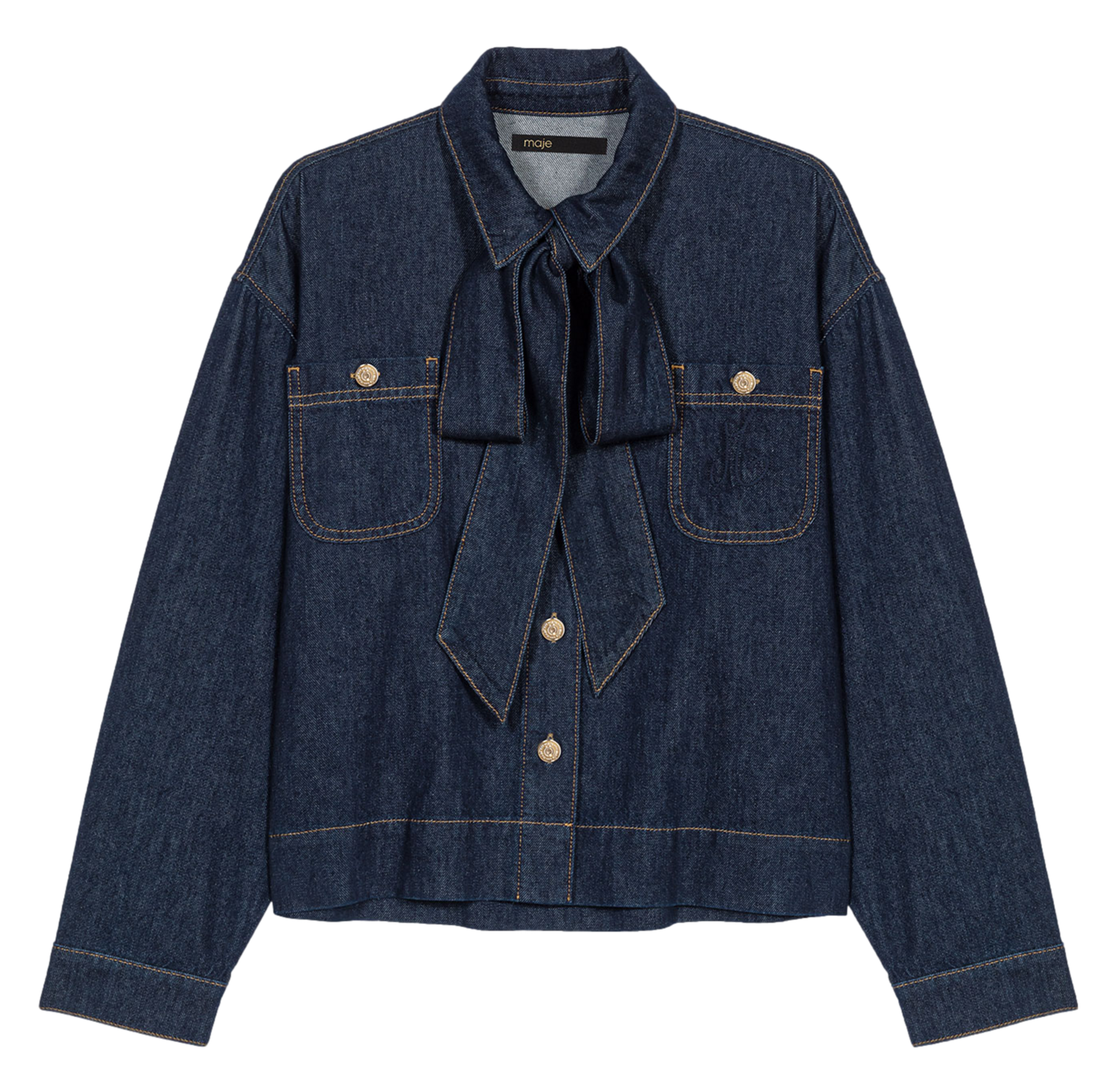 Chemise col classique en jean MAJE Bleu