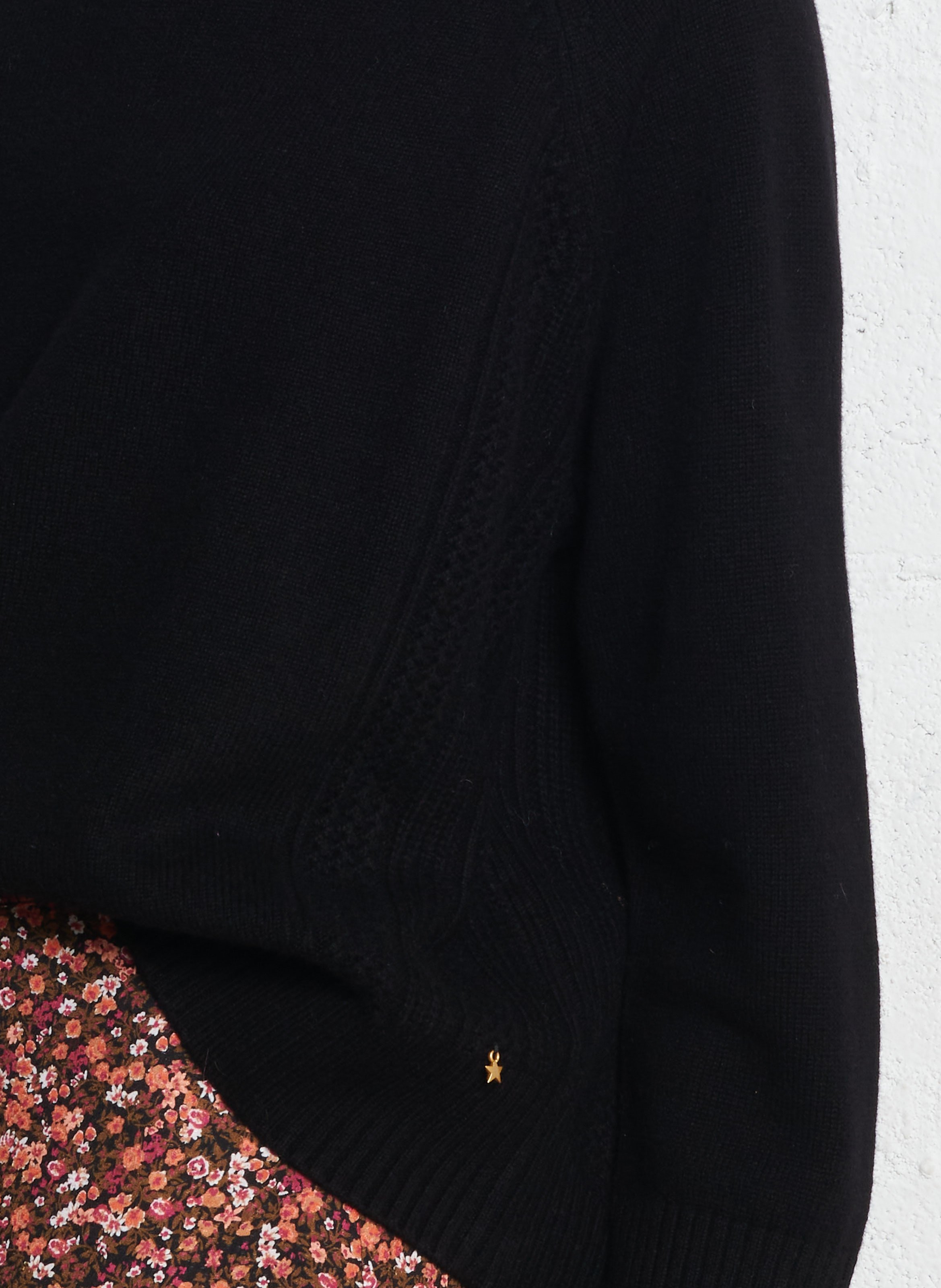 Boat-neck contrast-knit wool sweater  DES PETITS HAUTS Black