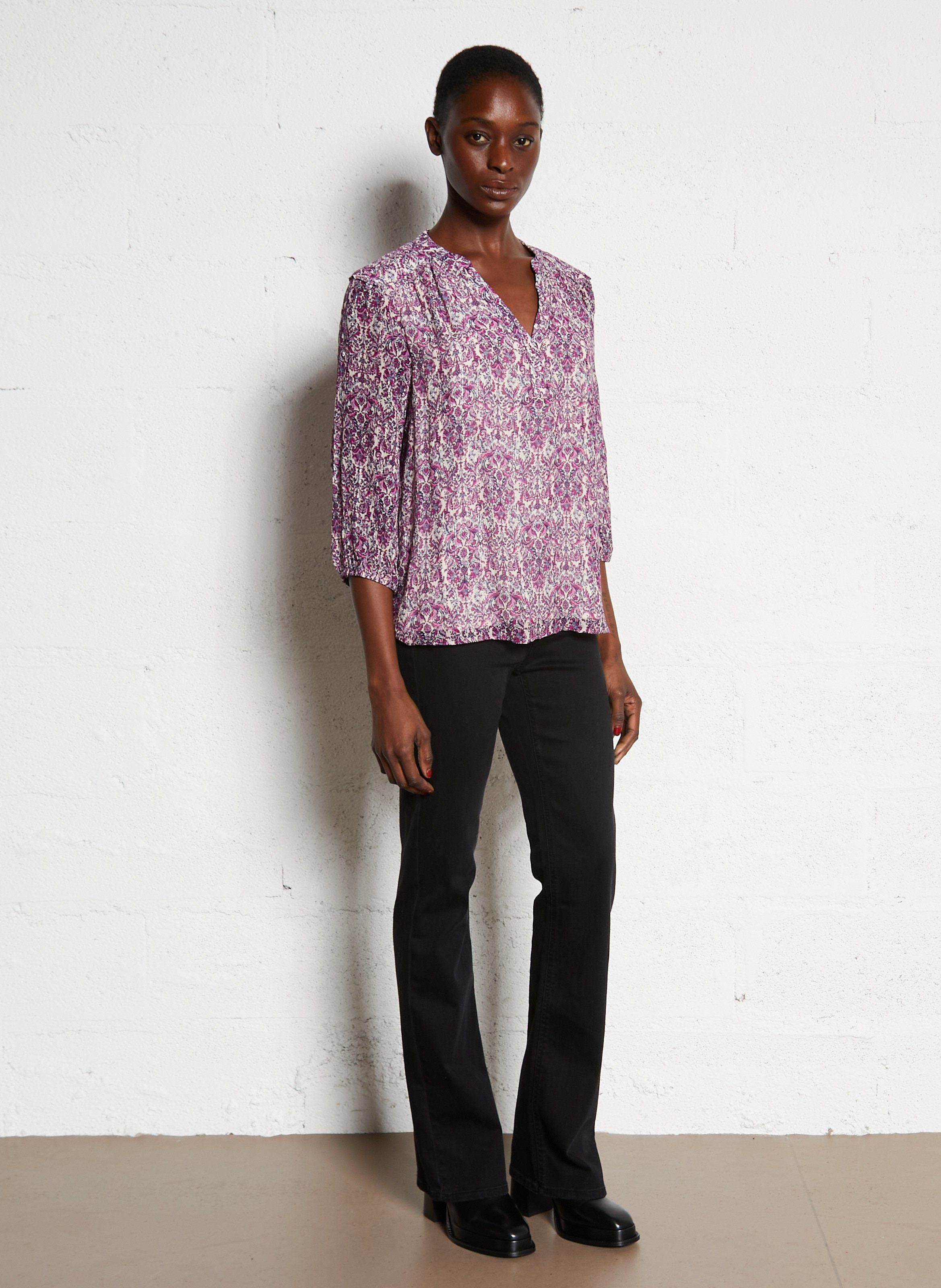 Printed henley blouse MAISON 123 Purple