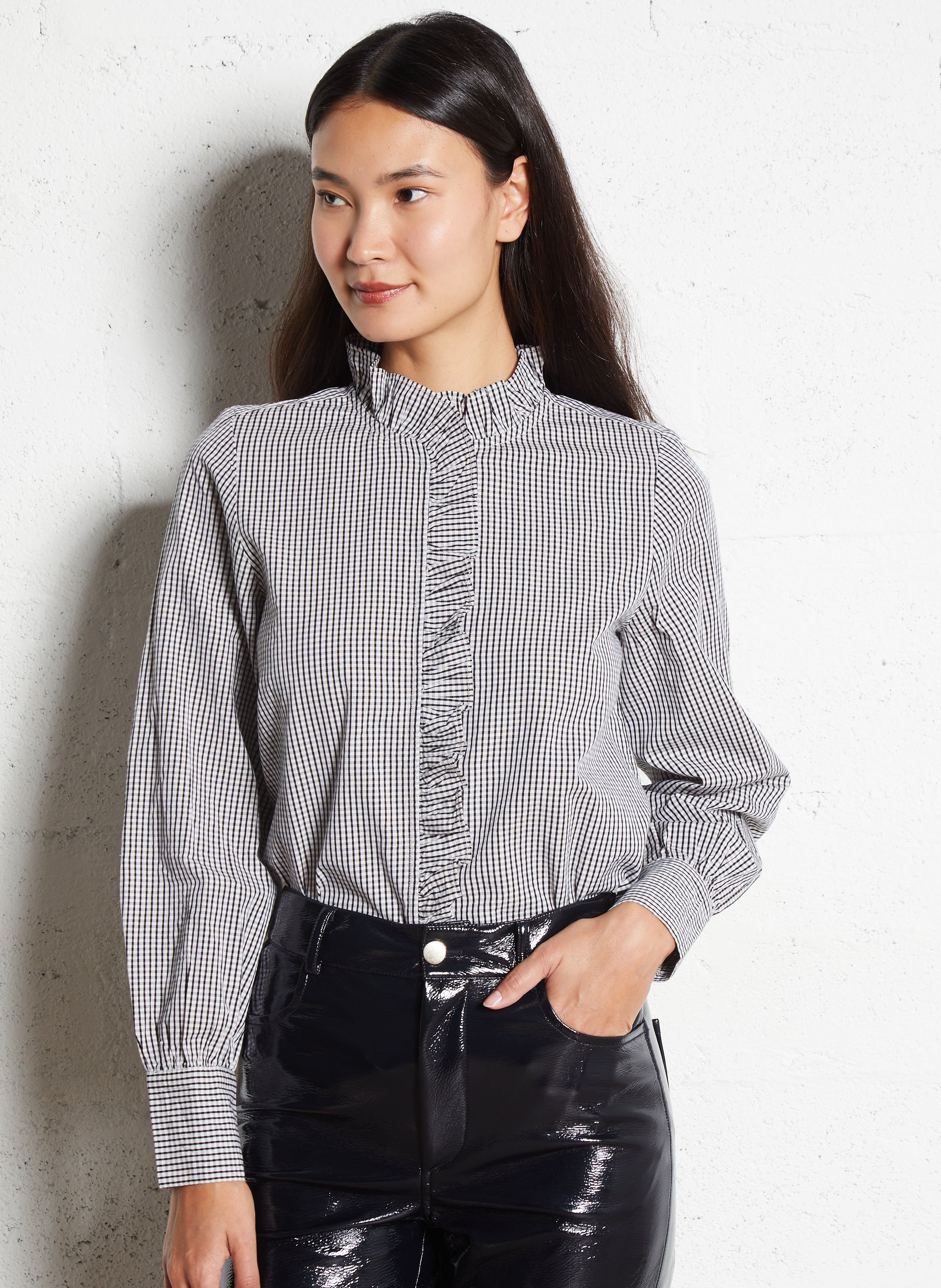 Straight cotton shirt with Lavallière collar PETITE MENDIGOTE