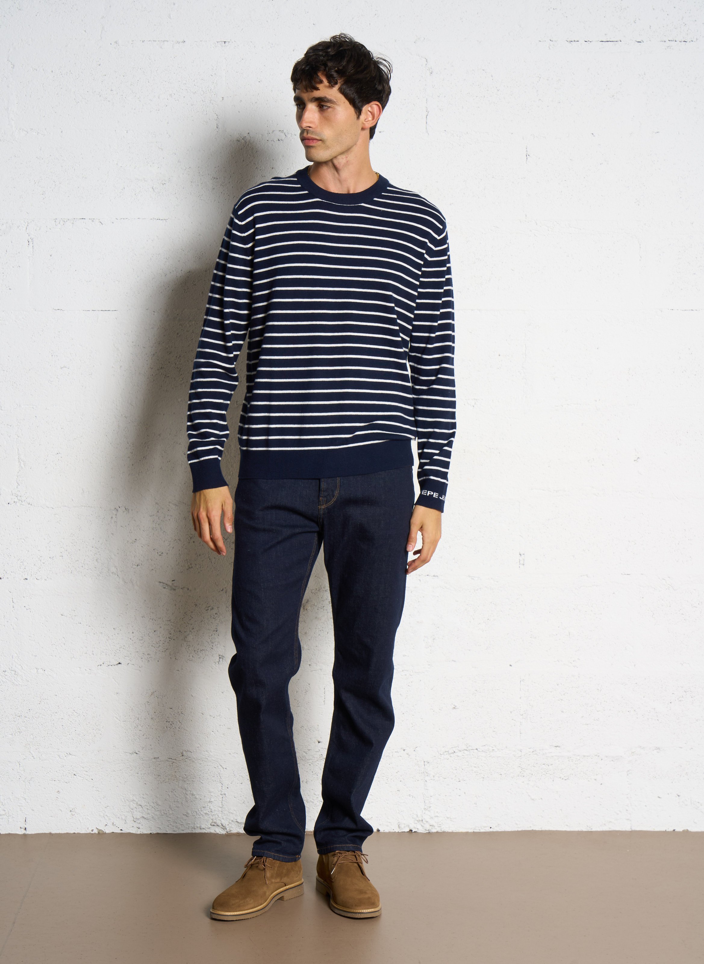 Raw straight leg jeans with stitching PEPE JEANS Blue