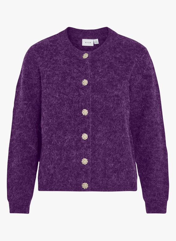 Cardigan droit à boutons bijoux Alva Violet Vila Femme Place