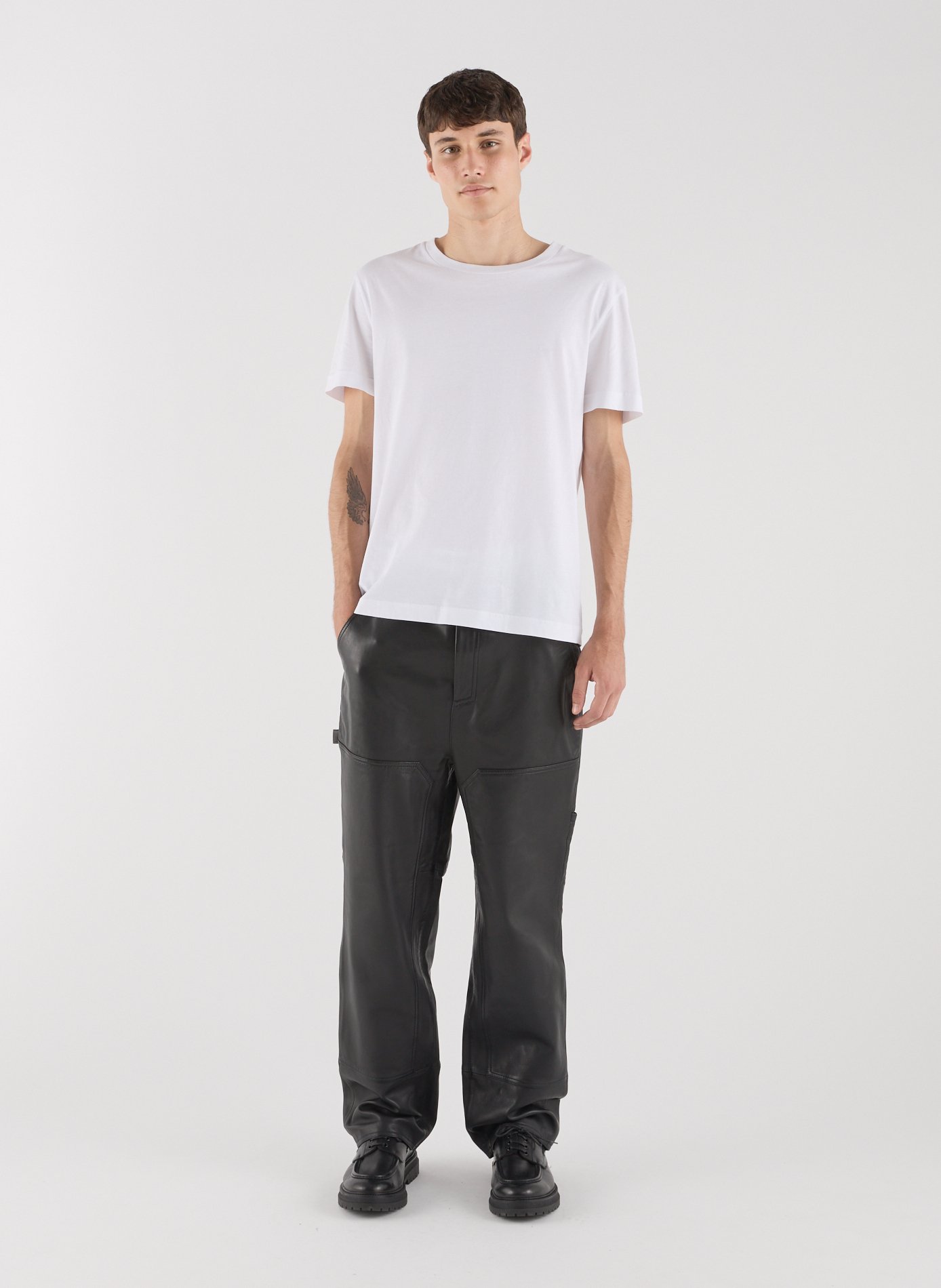 Straight leather pants SAISON 1865 Black