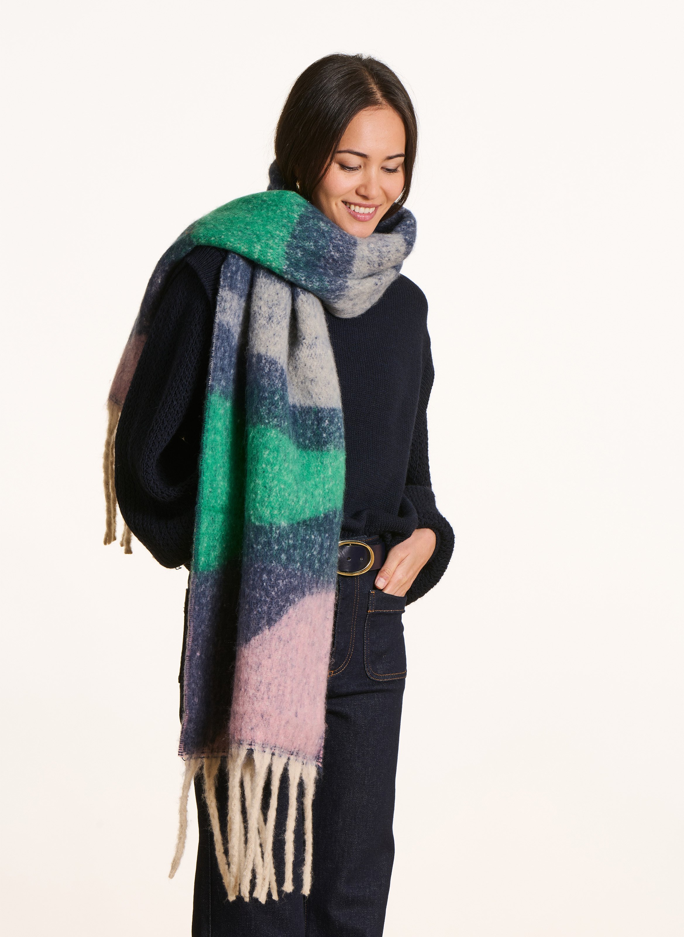 Écharpe motif vagues LA FEE MARABOUTEE Rose