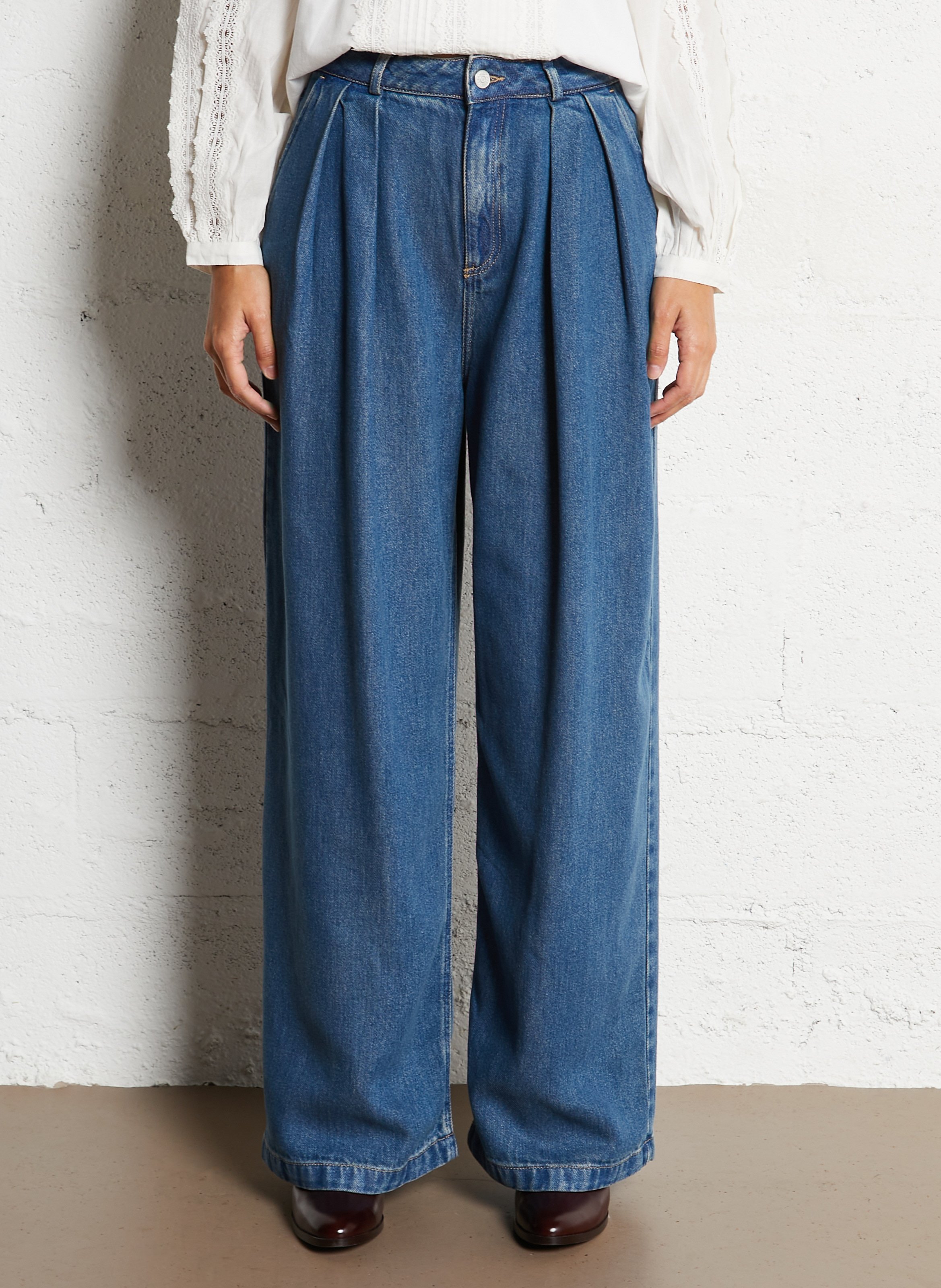 Jean large taille haute THE NEW SOCIETY Bleu