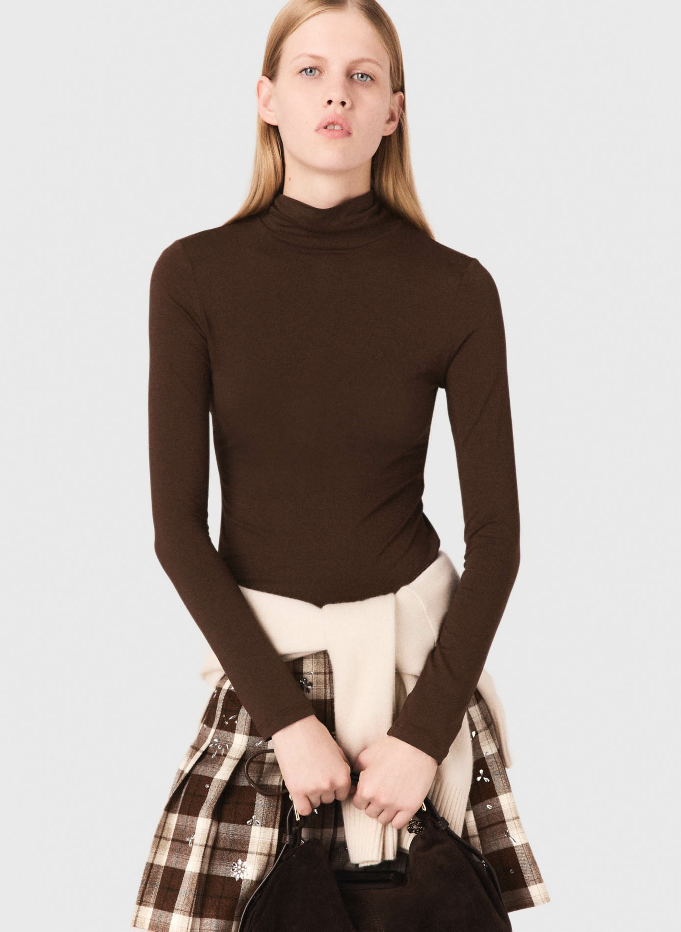 Pull col roulé  MAJE Marron