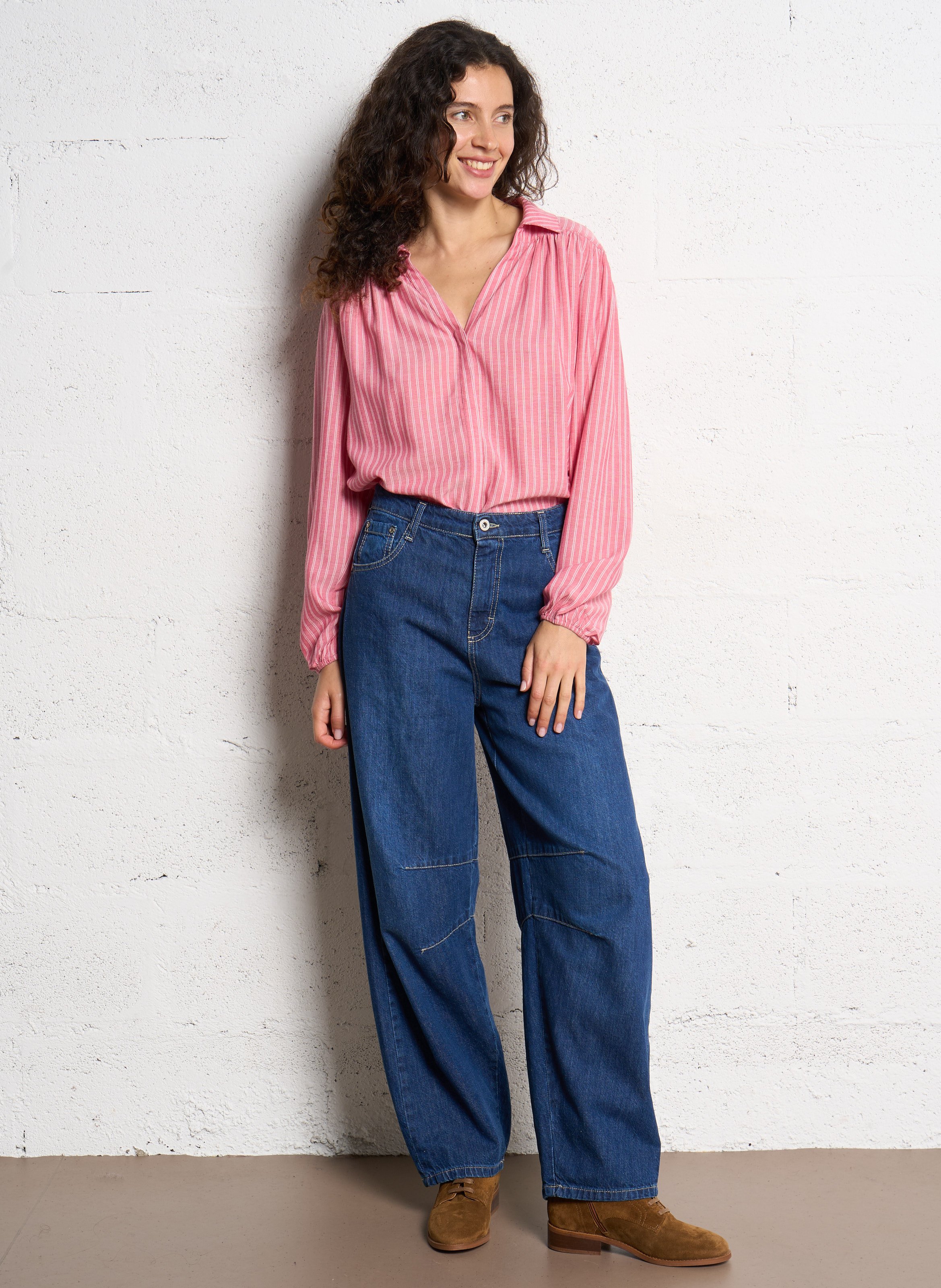 Chemise col classique rayée MAISON 123 Rose