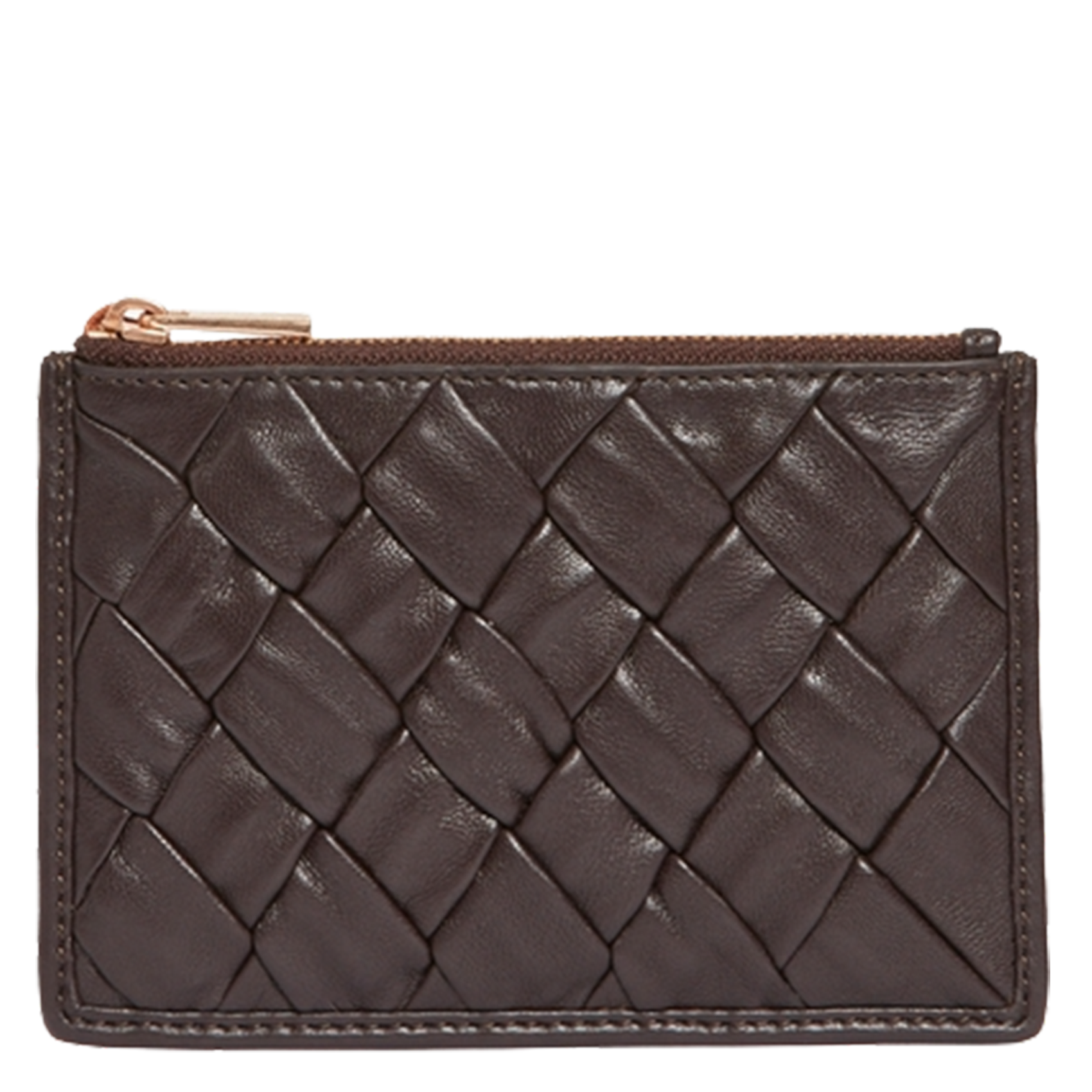 Braided leather zip-around wallet VANESSA BRUNO Brown