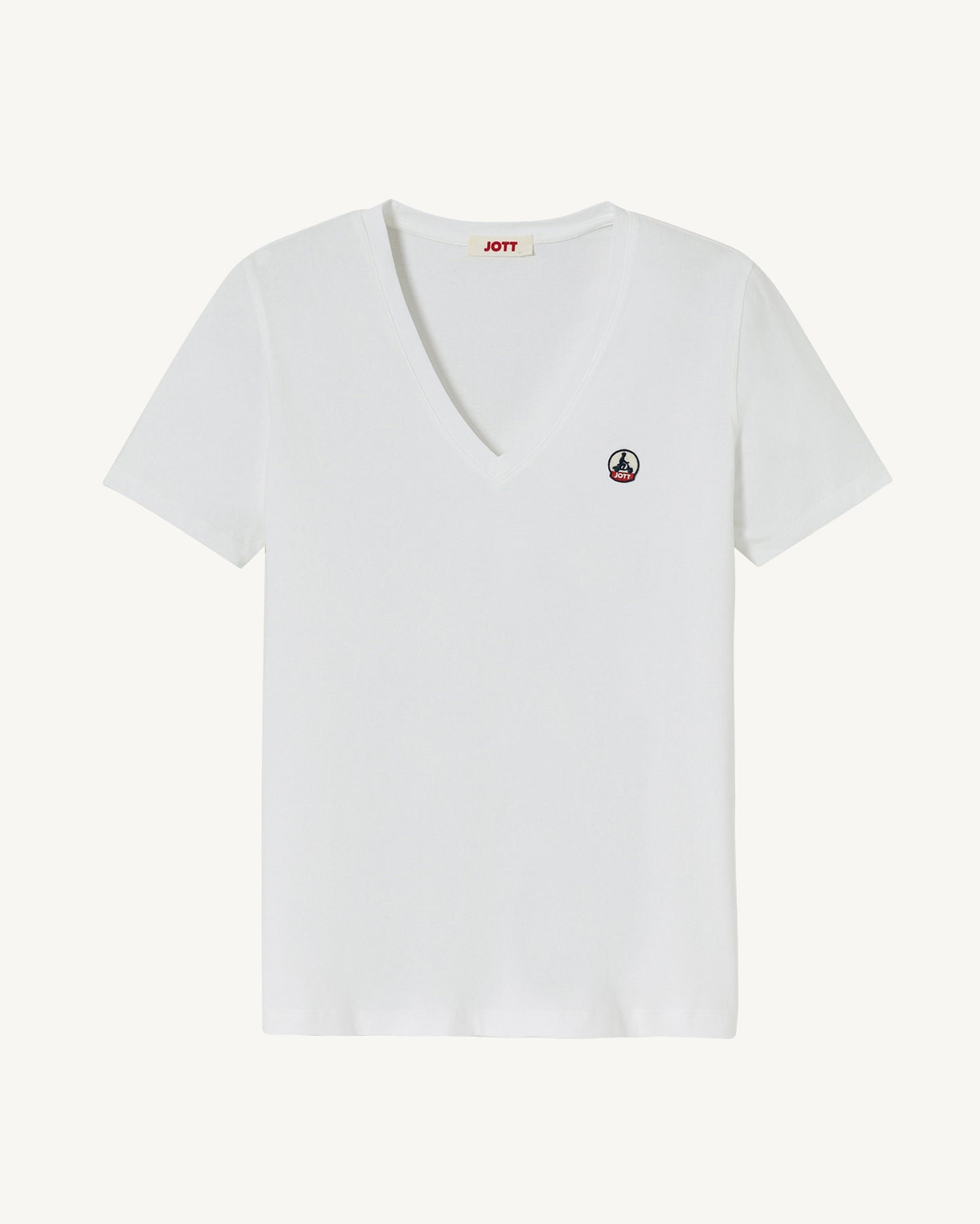 Solid V-neck t-shirt in organic cotton Cancun 2.0 JOTT White