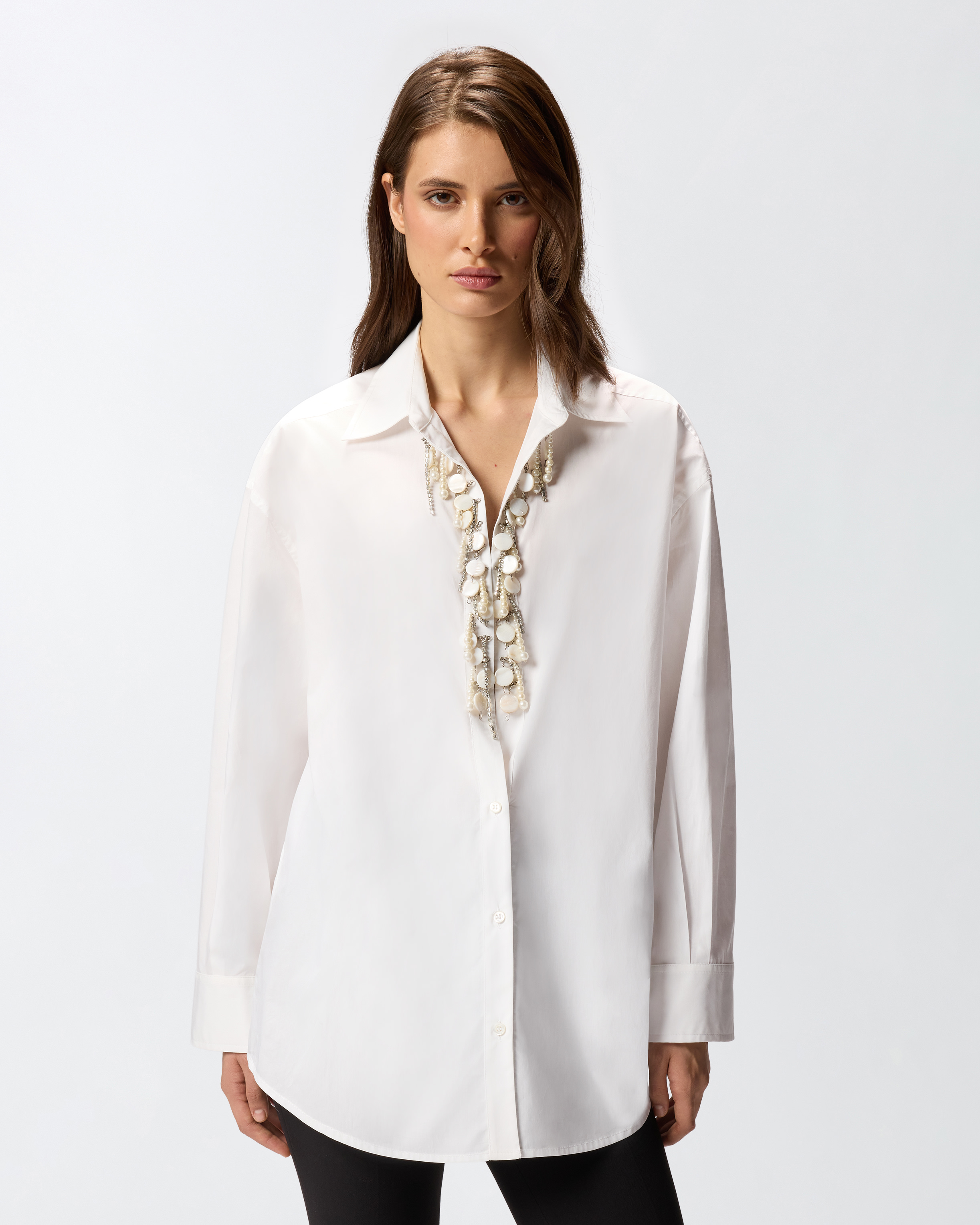 Shirt with jewel embellishments PINKO White