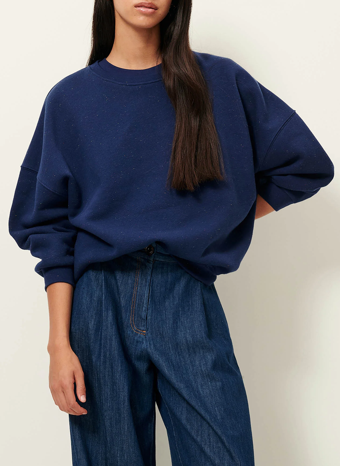 Oversized round-neck cotton-blend sweatshirt SESSUN Blue