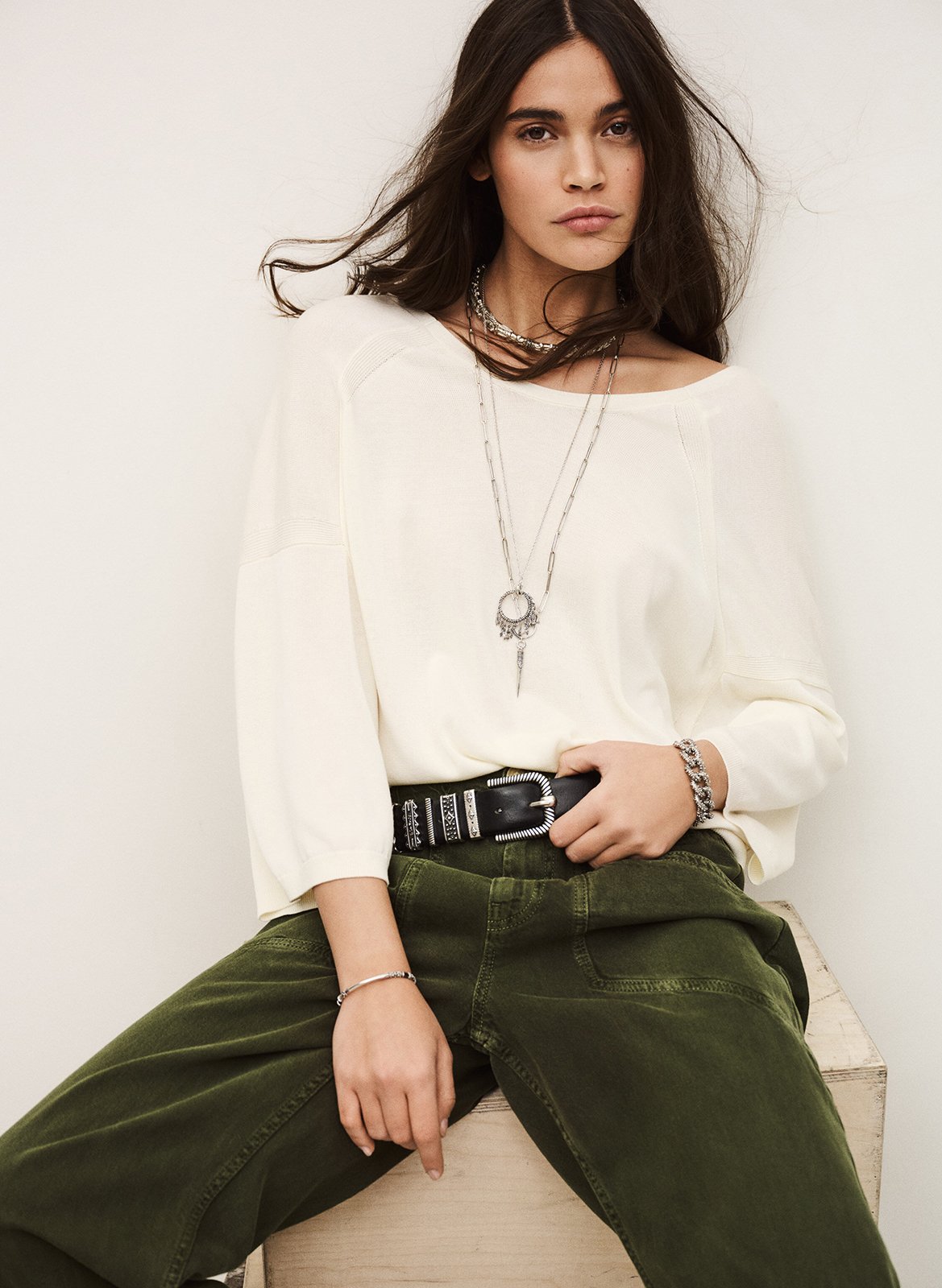 Pull col rond BA&SH Beige