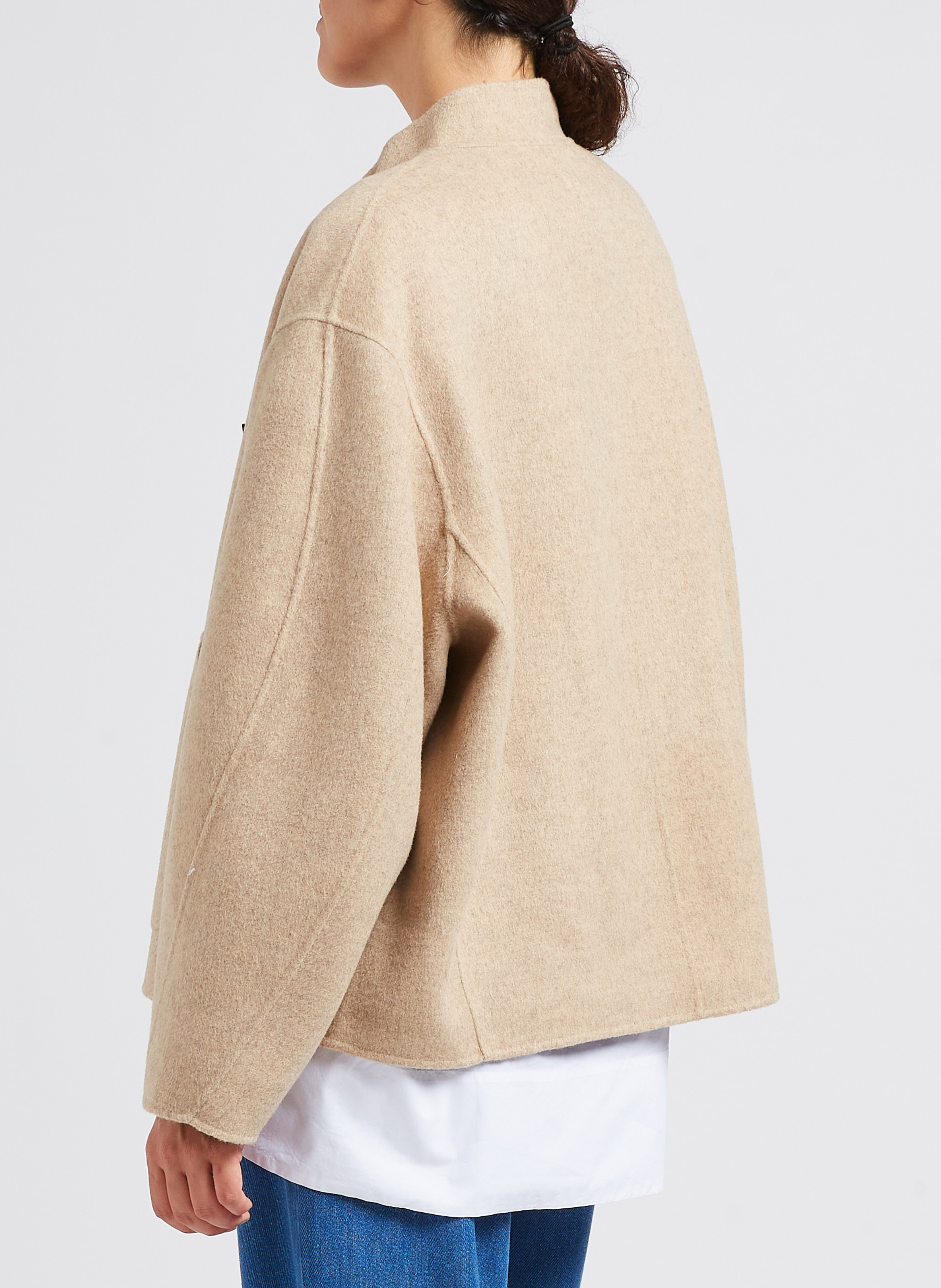 Wollmix-Mantel mit Rundhalskragen SOEUR Beige