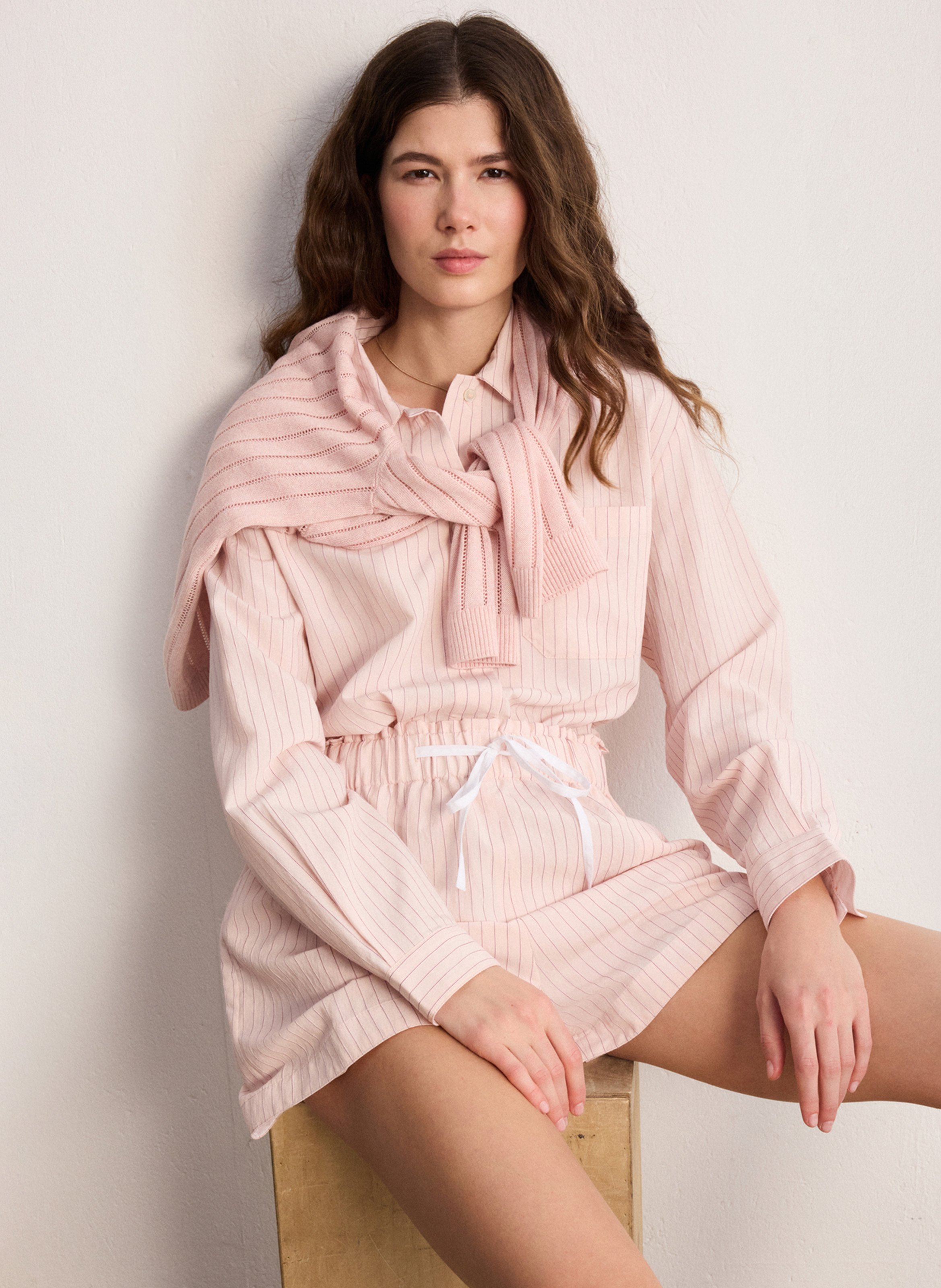 Striped straight-cut shorts PABLO Red