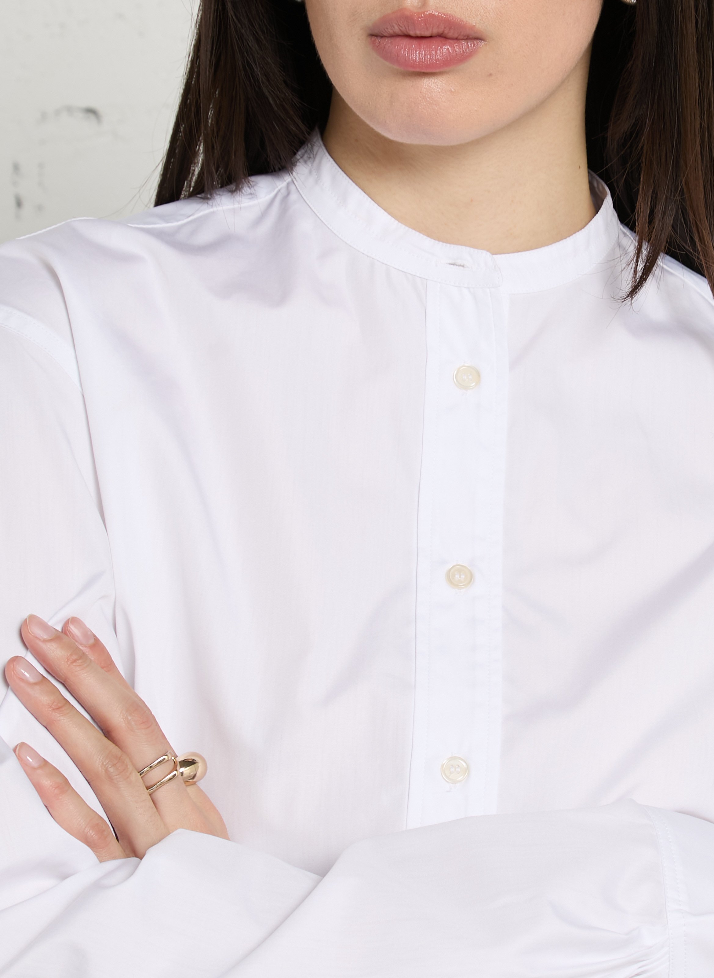Cotton classic-collar over-sized shirt SOEUR White