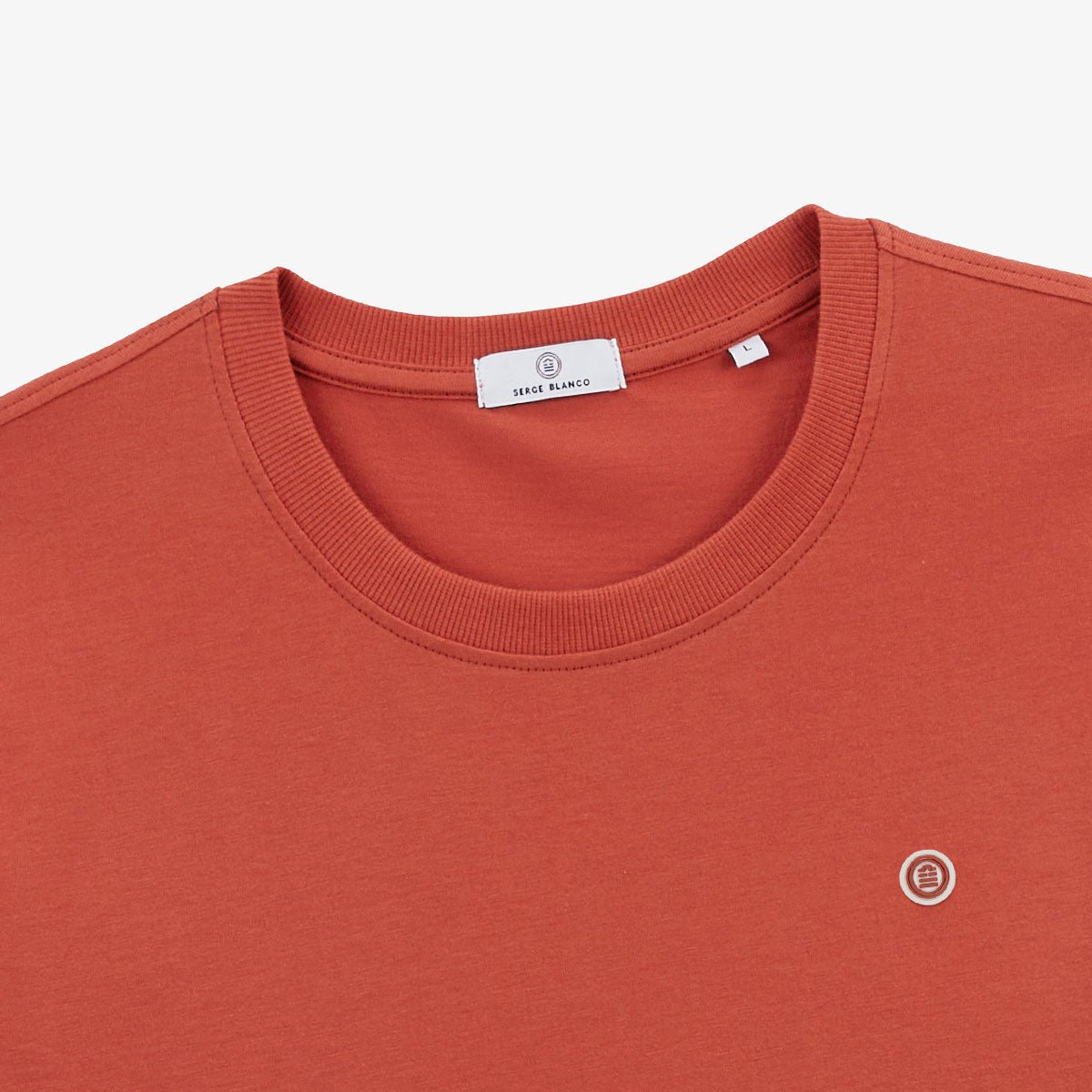 Round neck printed cotton T-shirt with surf back SERGE BLANCO Orange