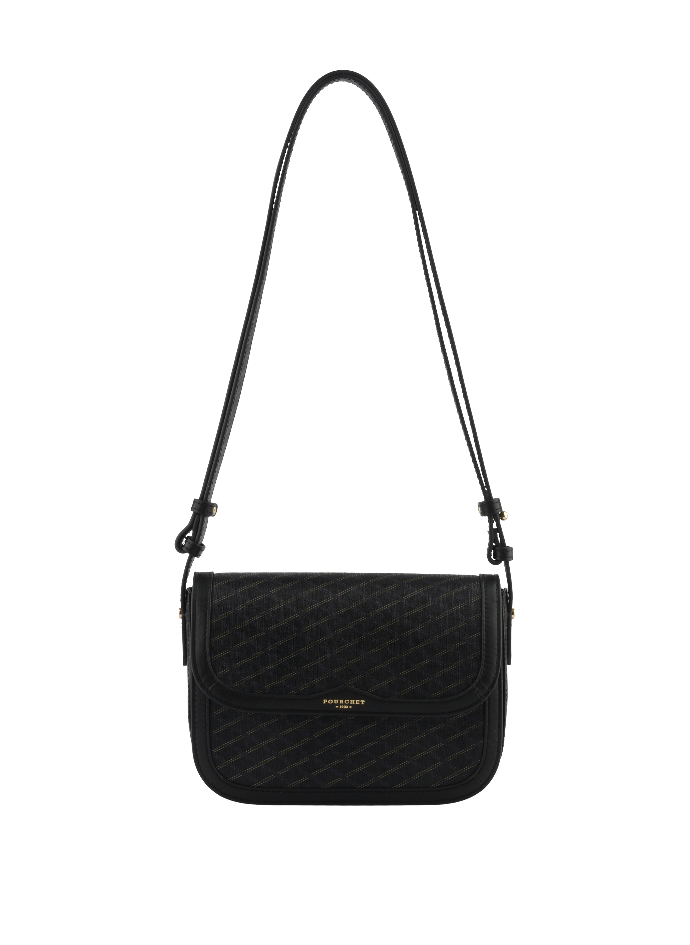 Coated canvas shoulder bag POURCHET