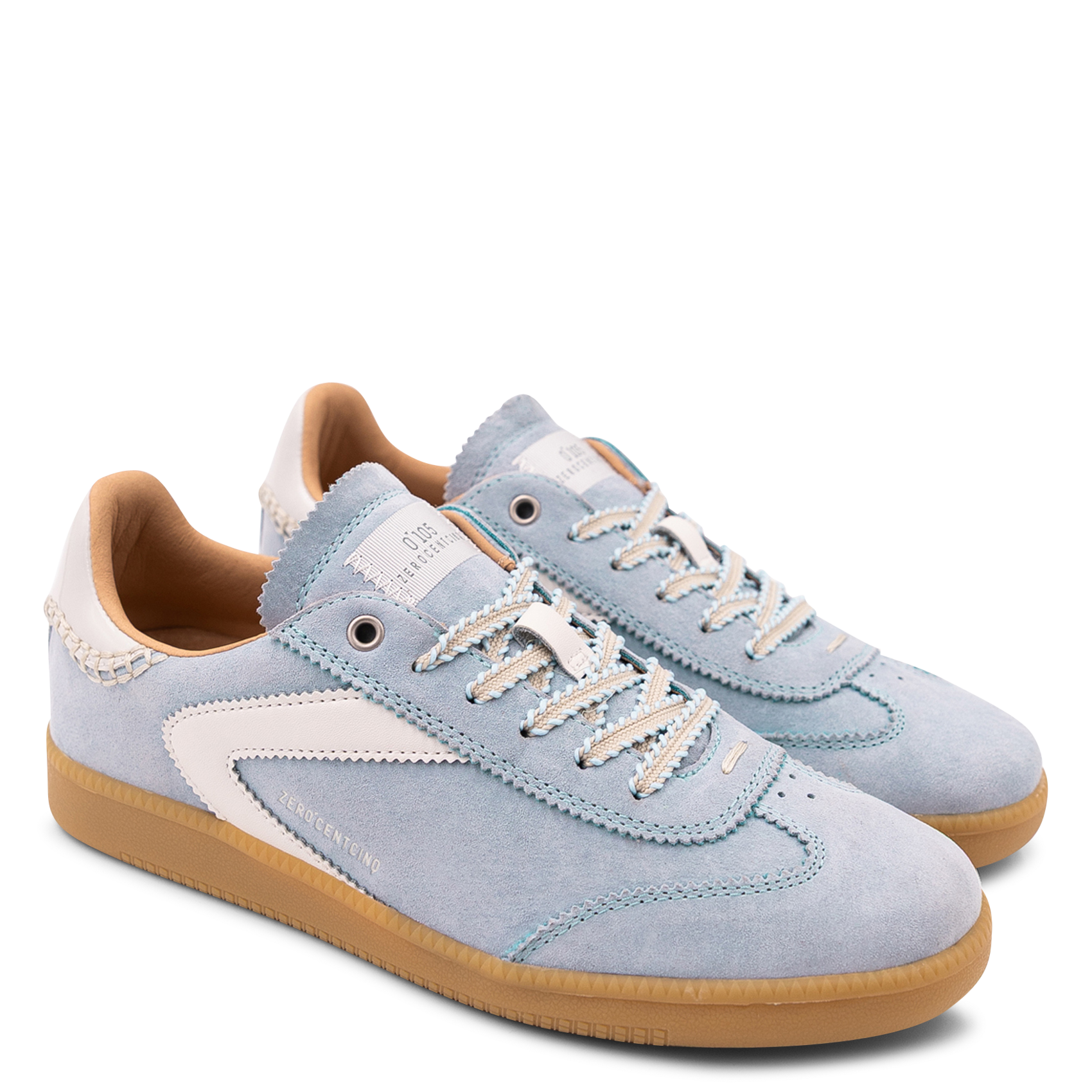 Baskets basses à lacets en daim 0'105 Bleu
