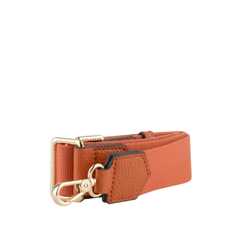 Cotton shoulder strap trimmed with leather POURCHET