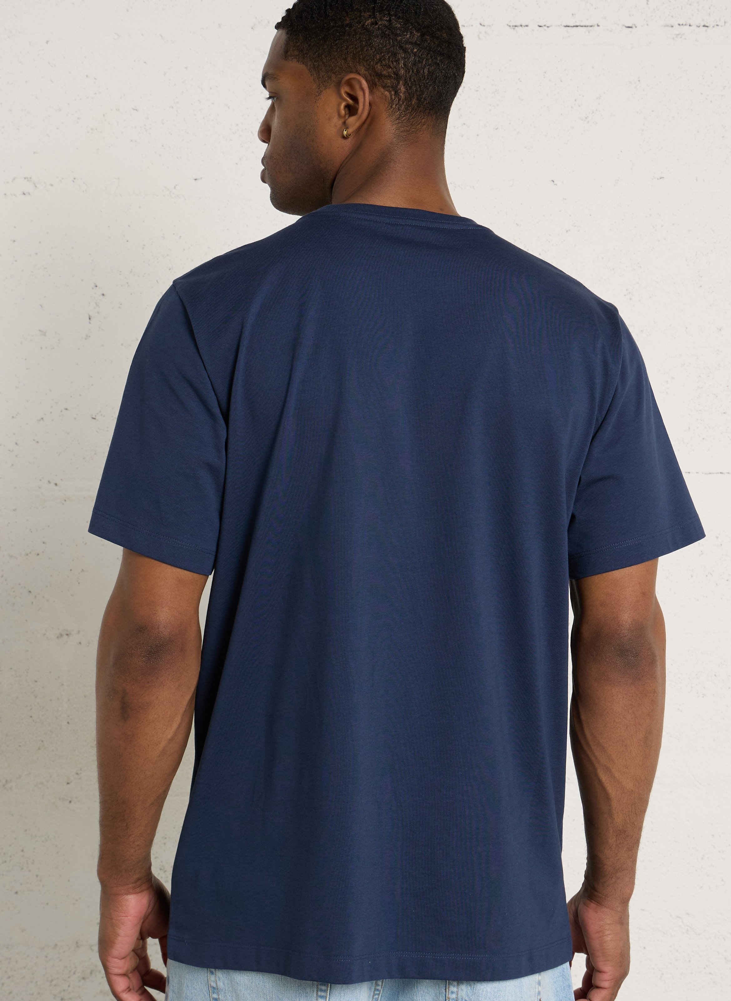 Tee-shirt droit col rond brodé en coton THE NORTH FACE Bleu