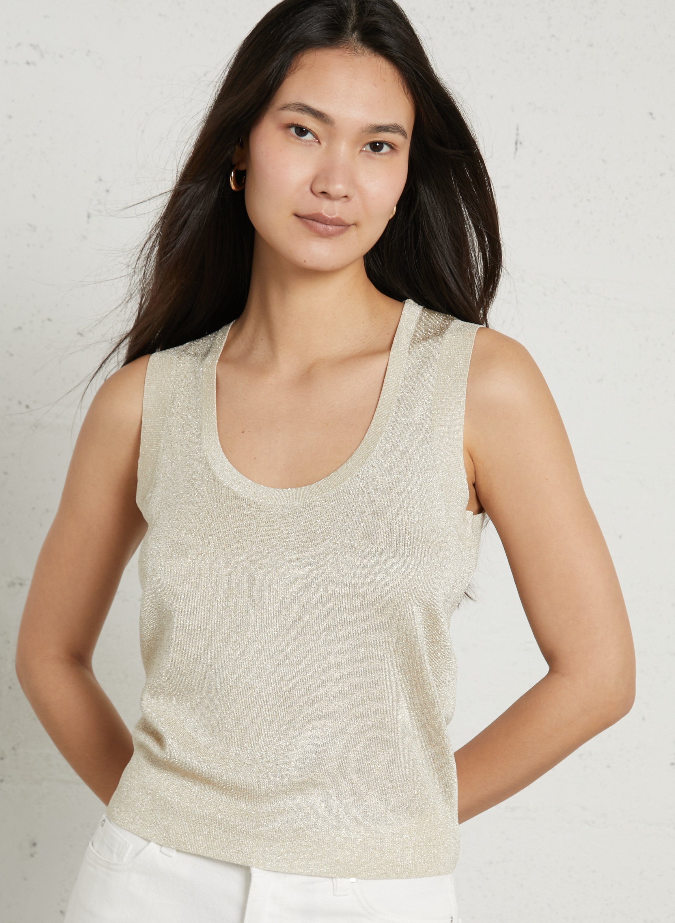 Round-neck glitter tank top MAISON 123 Golden