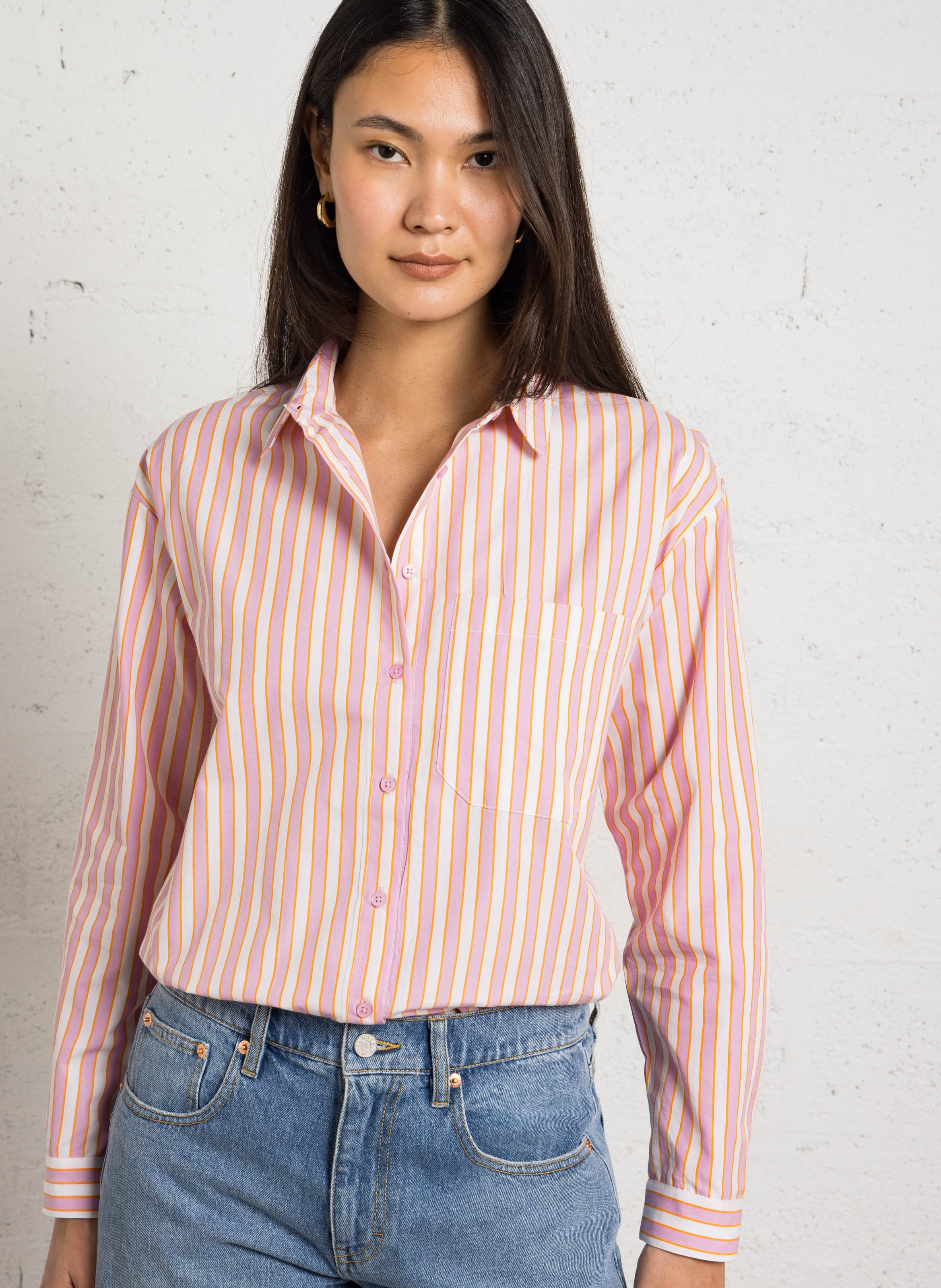 Gestreept overhemd MAISON 123 Roze