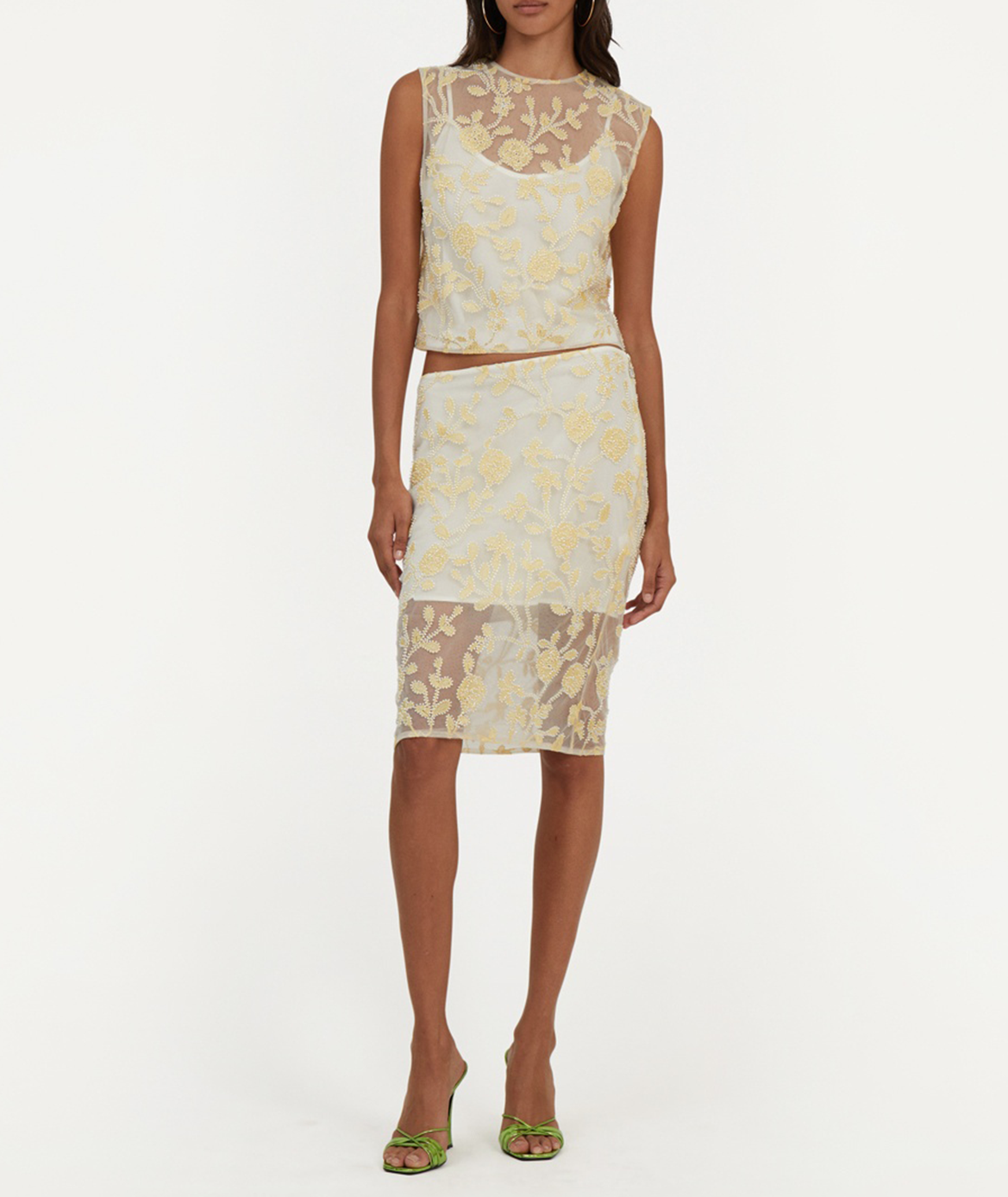 Besticktes Crop-Top ROTATE Weiss