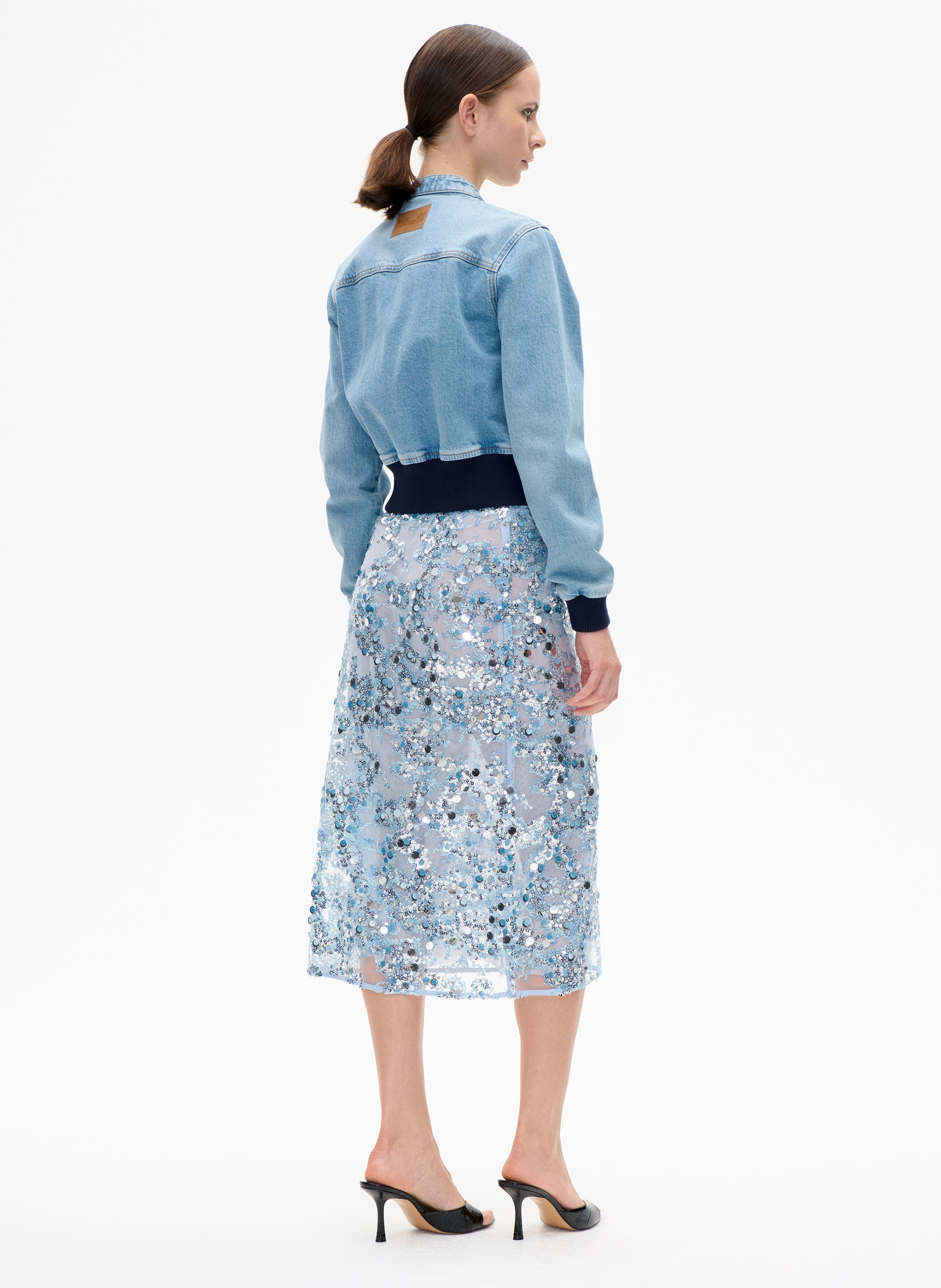 Jupe midi transparente à sequins BAUM UND PFERDGARTEN Bleu