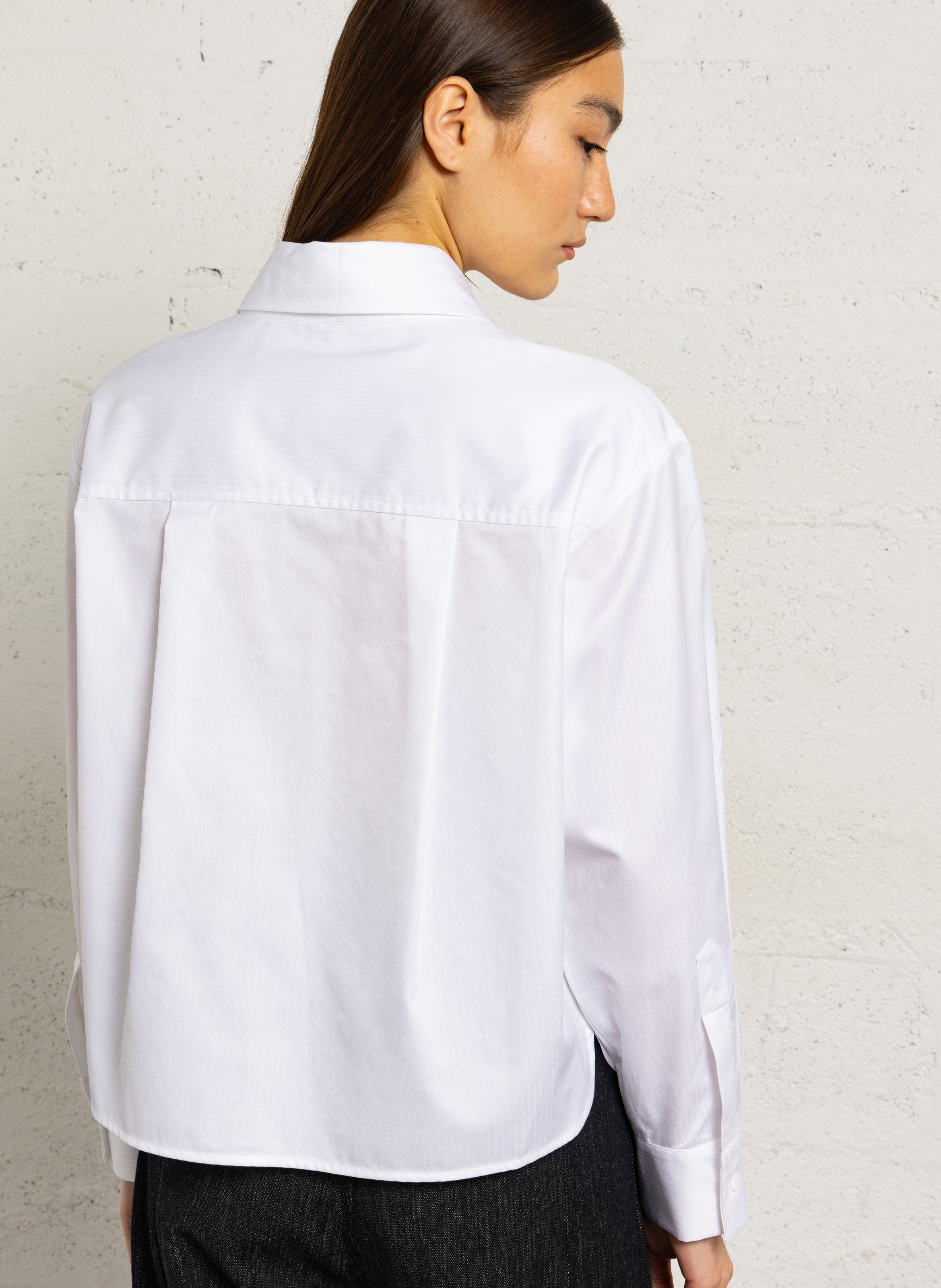 Chemise rayée à col asymétrique MARGAUX LONNBERG Blanc