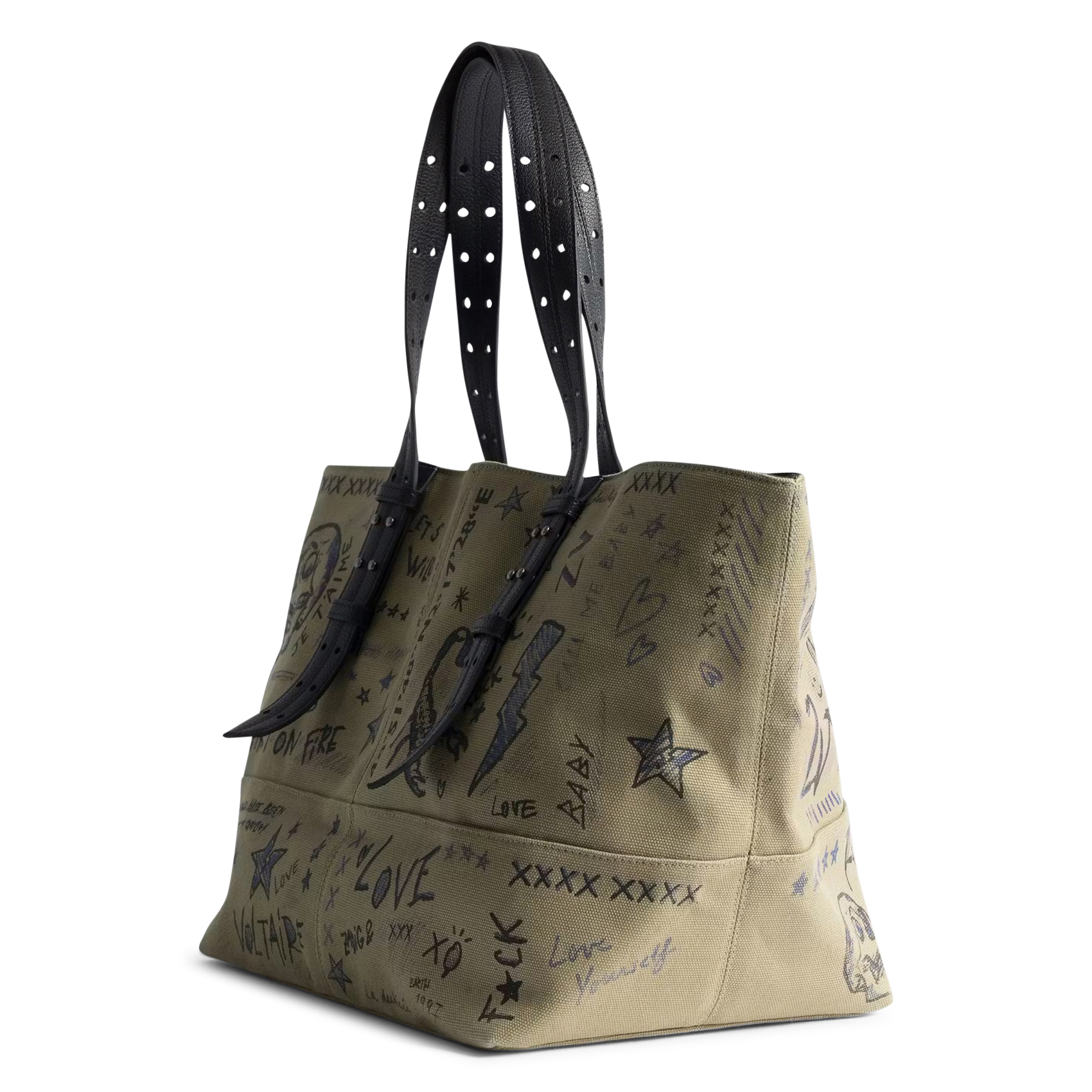 Bedruckte Baumwoll-Canvas-Tasche ZADIG&VOLTAIRE Grun