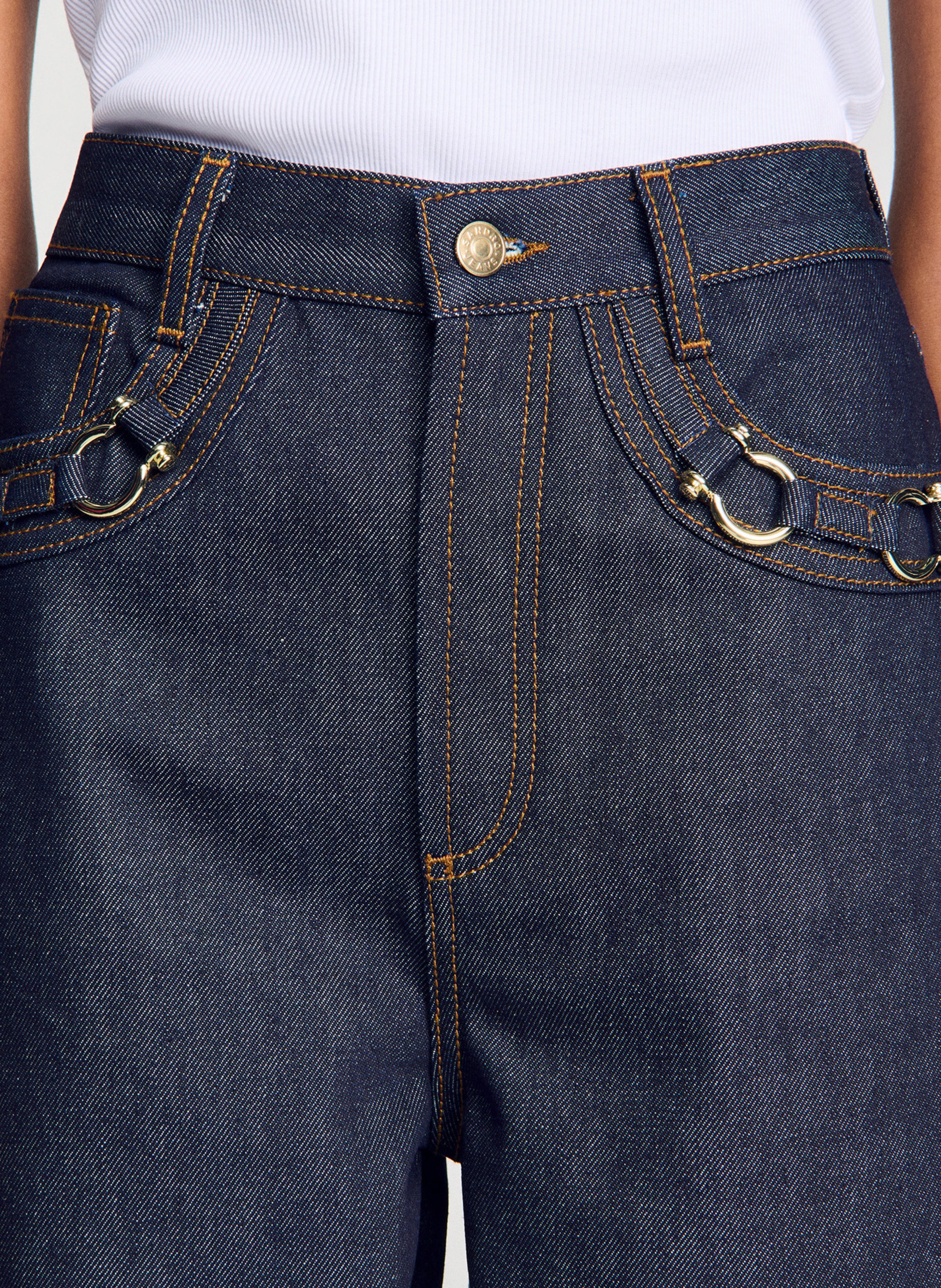 Hoge taille katoenen spijkerbroek SANDRO Blauw
