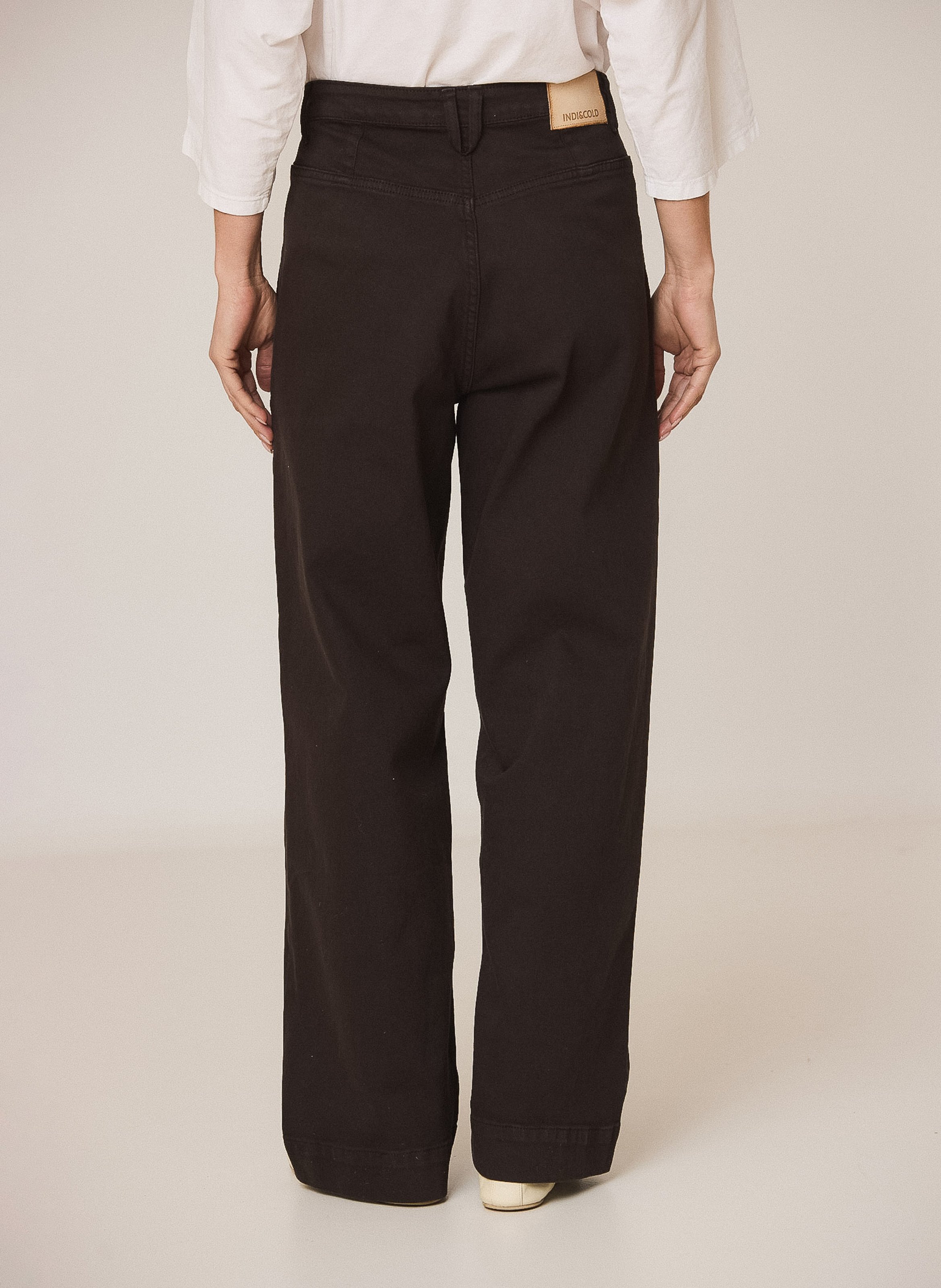 Wide-leg cotton-blend jeans INDI & COLD Brown