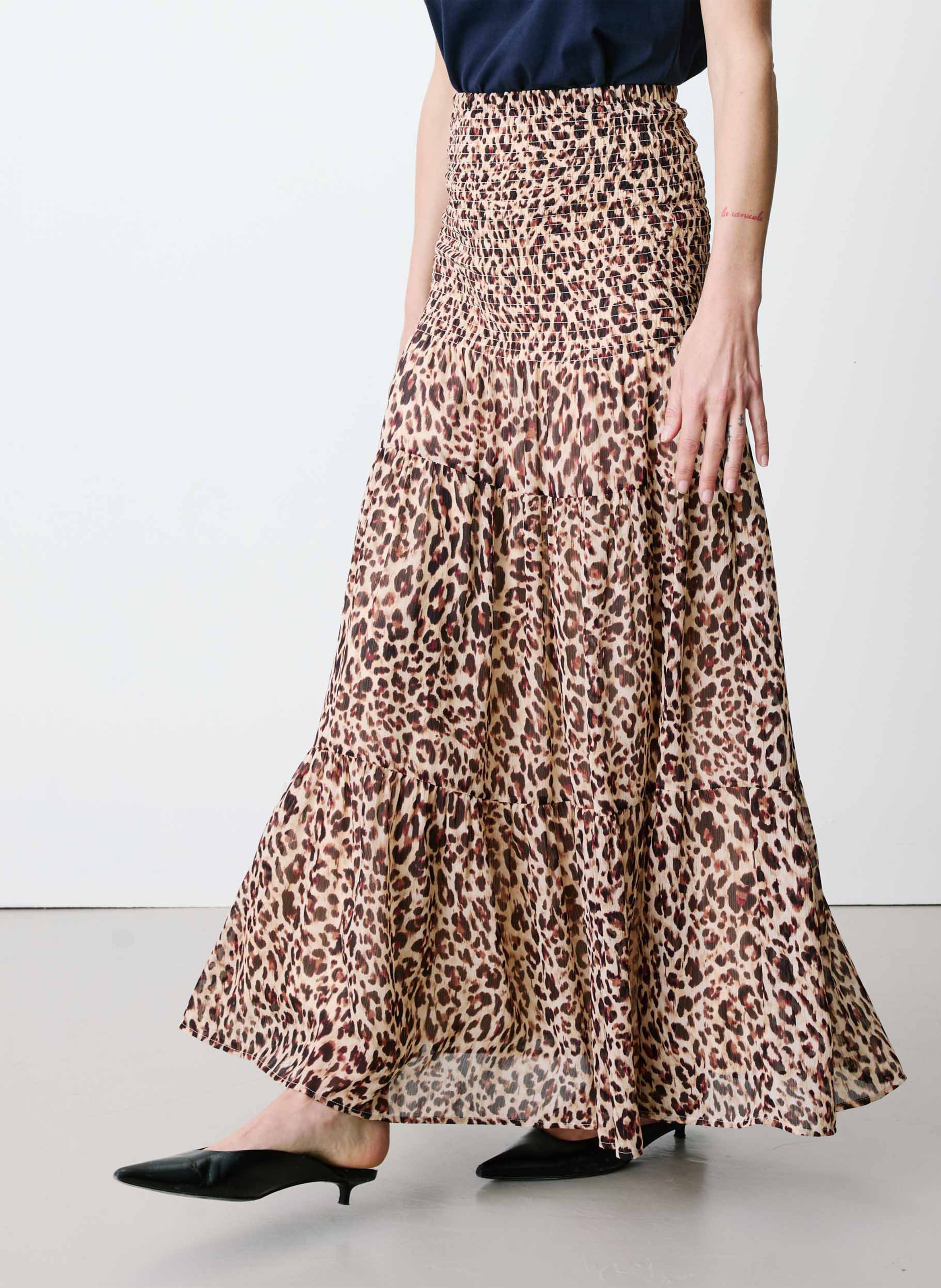 Long flared printed skirt GRACE ET MILA Brown