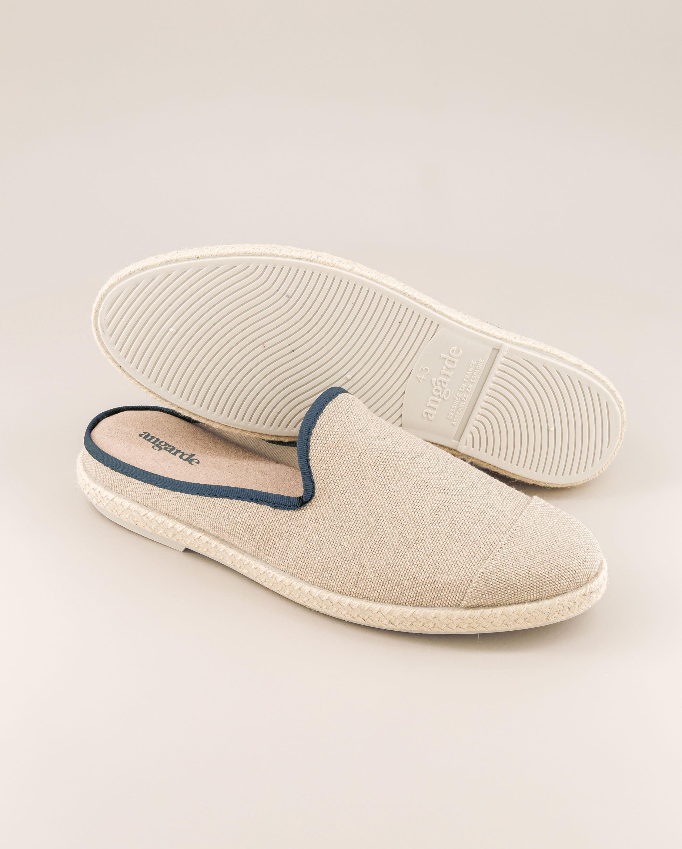 Men's mule, beige indigo cotton ANGARDE Beige