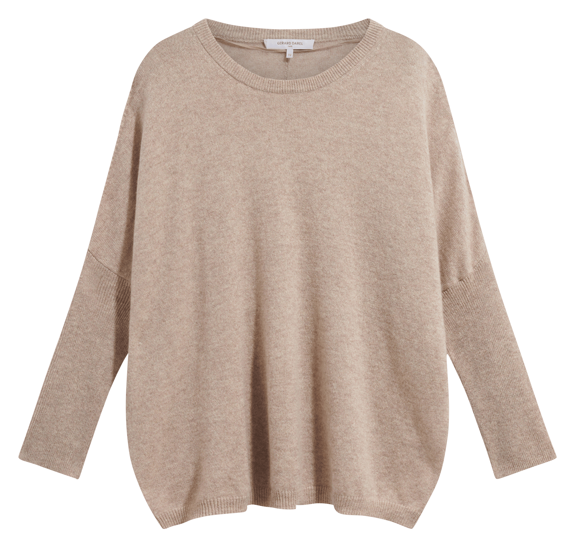 Pull oversize col rond en cachemire GERARD DAREL Beige