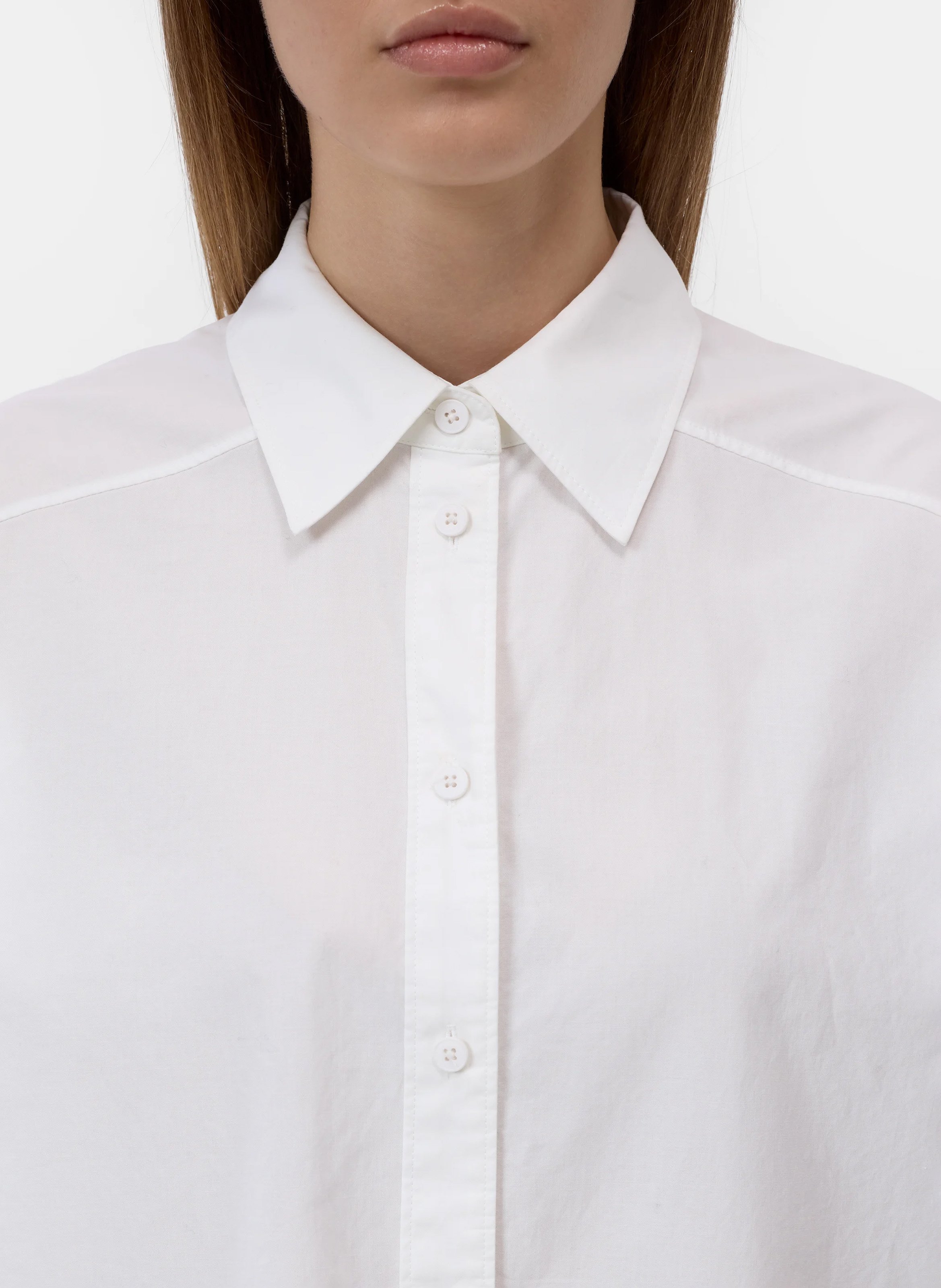Oversized cotton shirt with classic collar CLOSED White