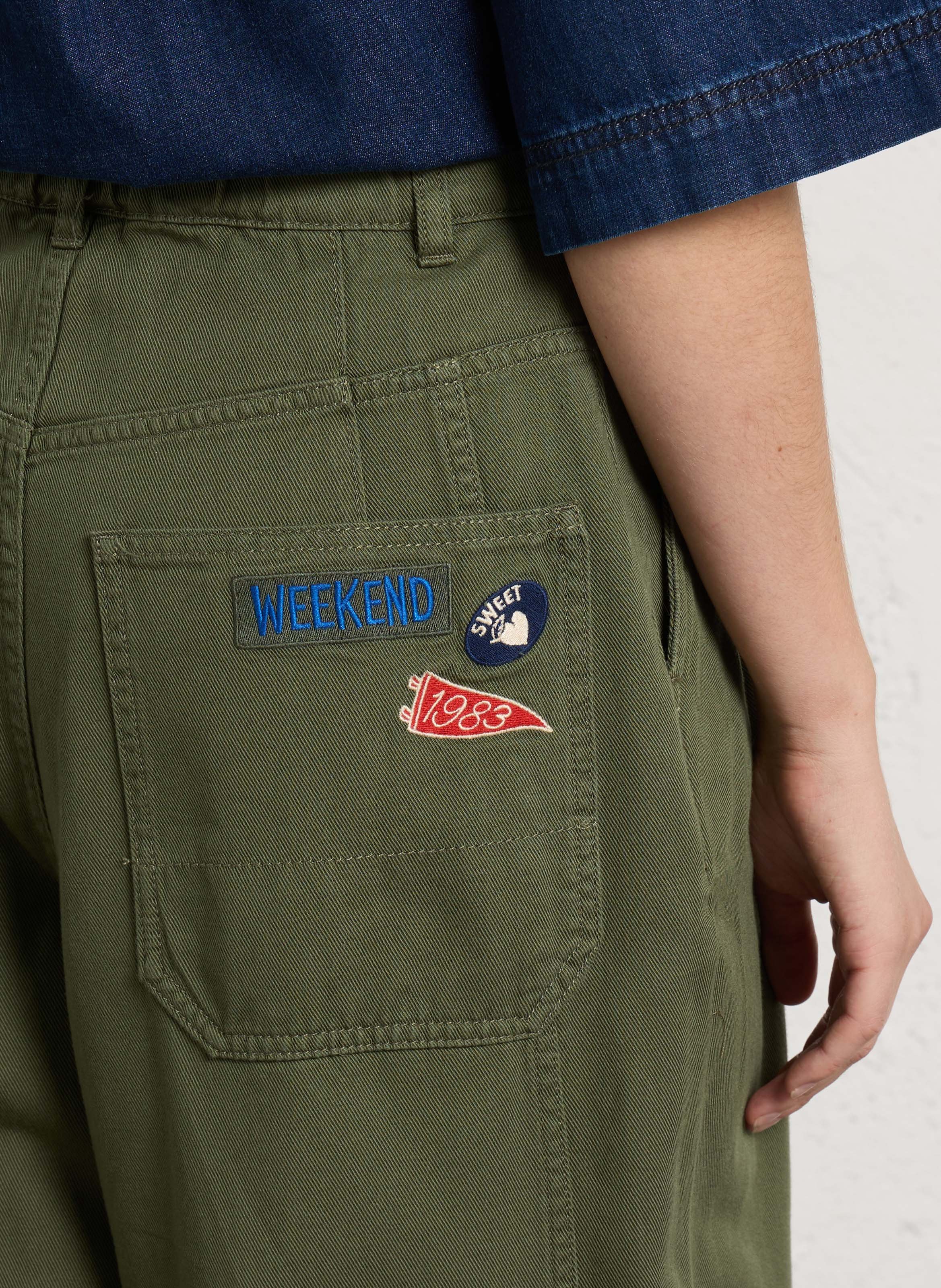 Broek in effen katoen met rechte pijpen MAX MARA WEEK END Kaki
