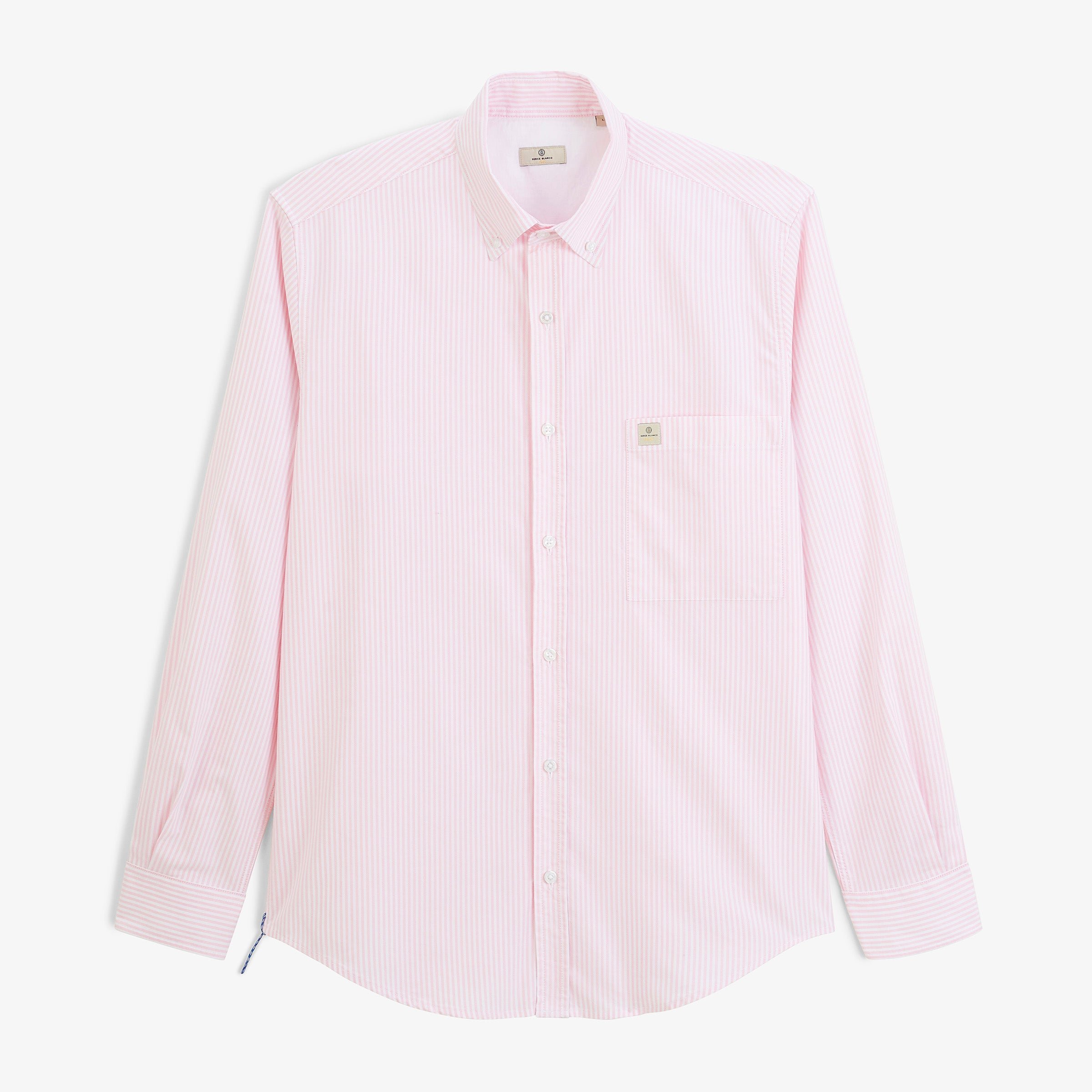 Long-sleeved oxford shirt with pink dahlia stripes by sbplay SERGE BLANCO Pink