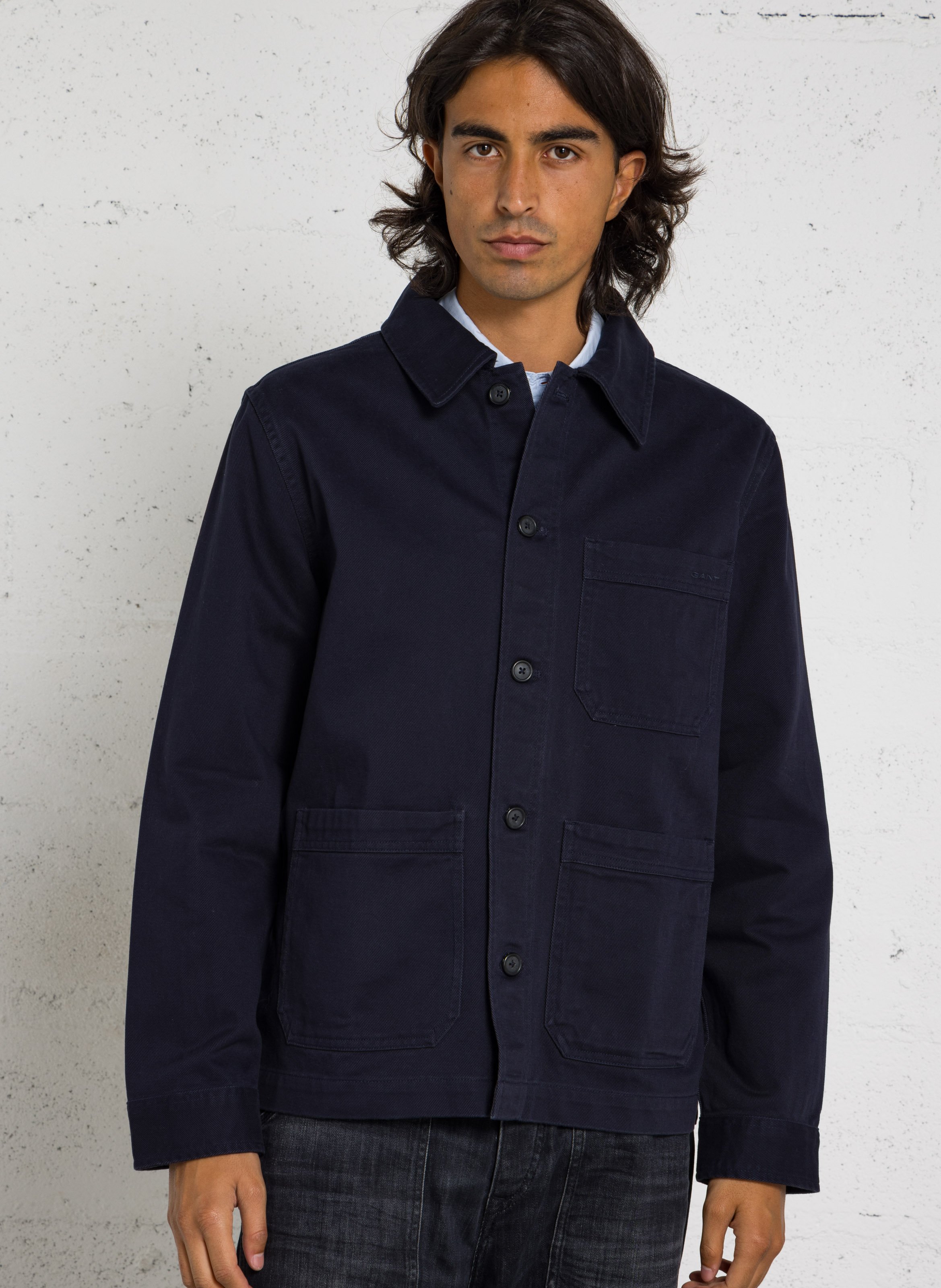 Gerade Baumwolljacke GANT Blau