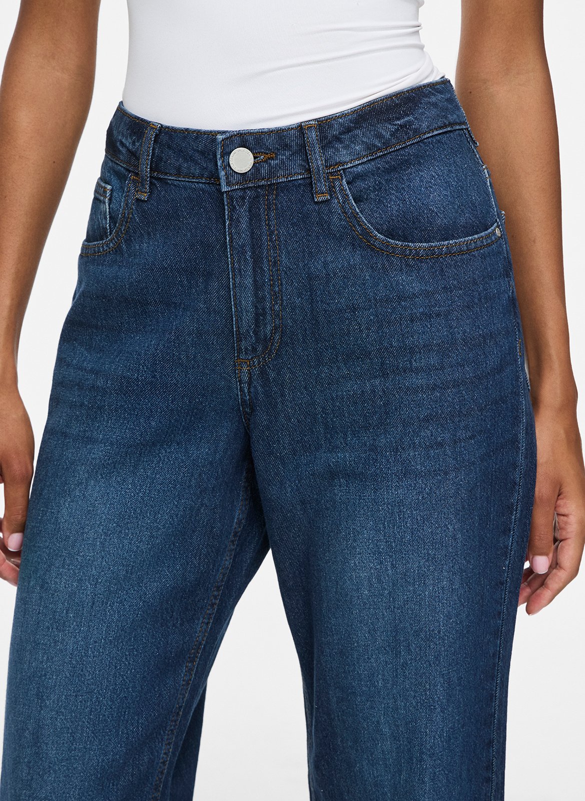 Jean droit taille haute uni VILA Bleu