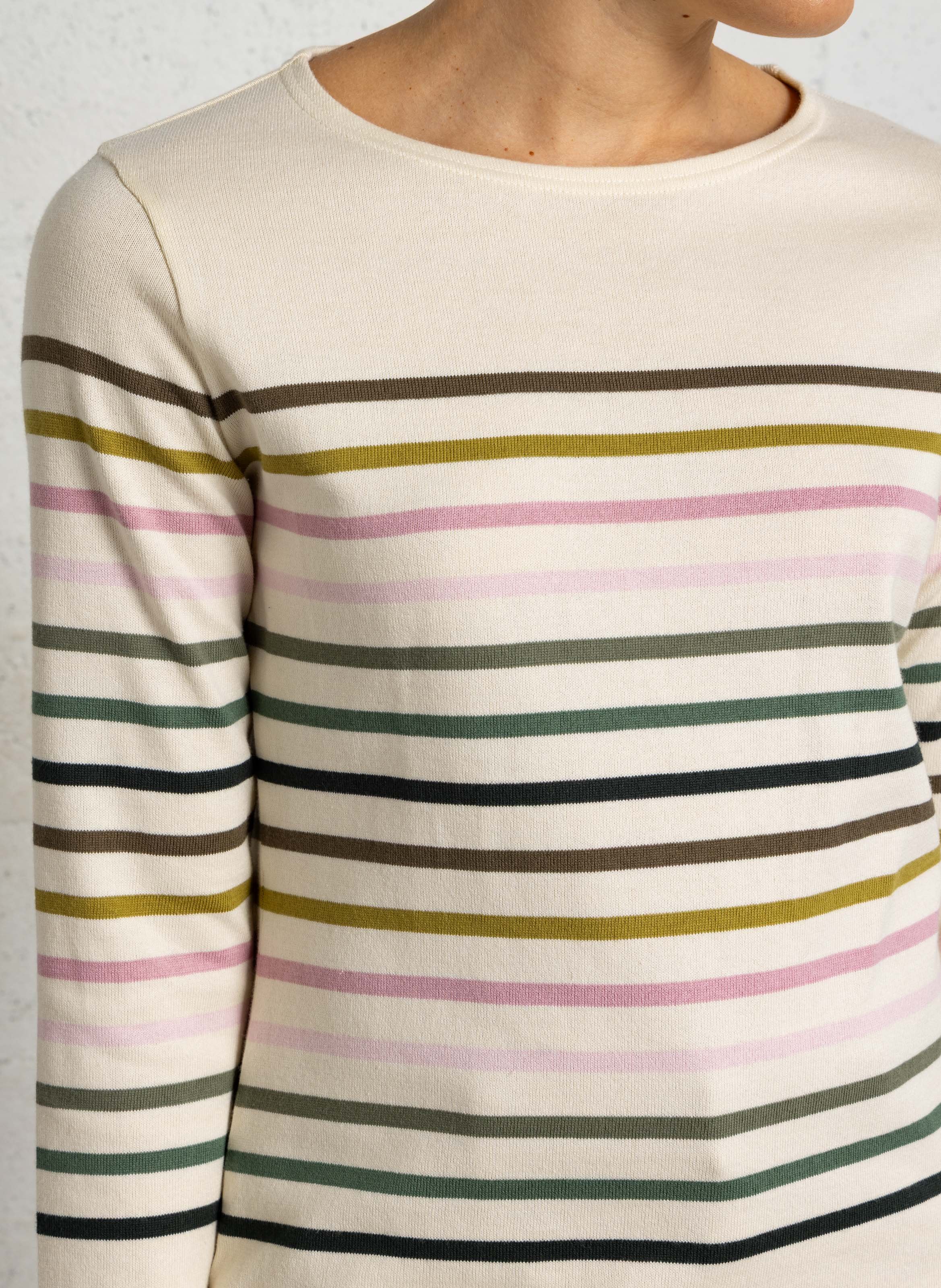 Gestreepte, katoenen trui met ronde hals ARMOR LUX Beige