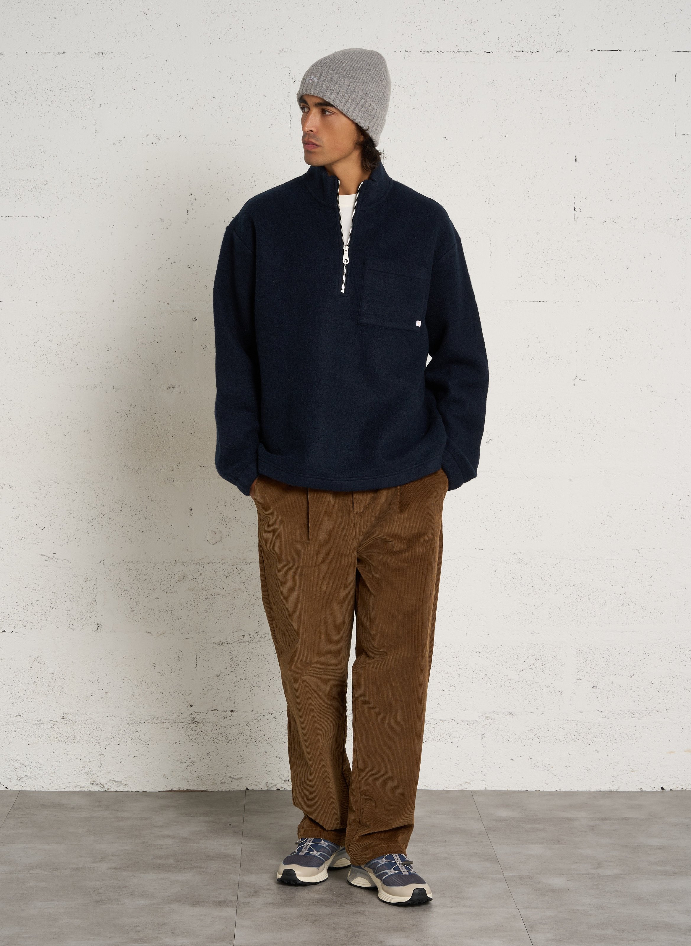 Pullover mit Zip-Kragen aus Woll-Mix FARAH Blau