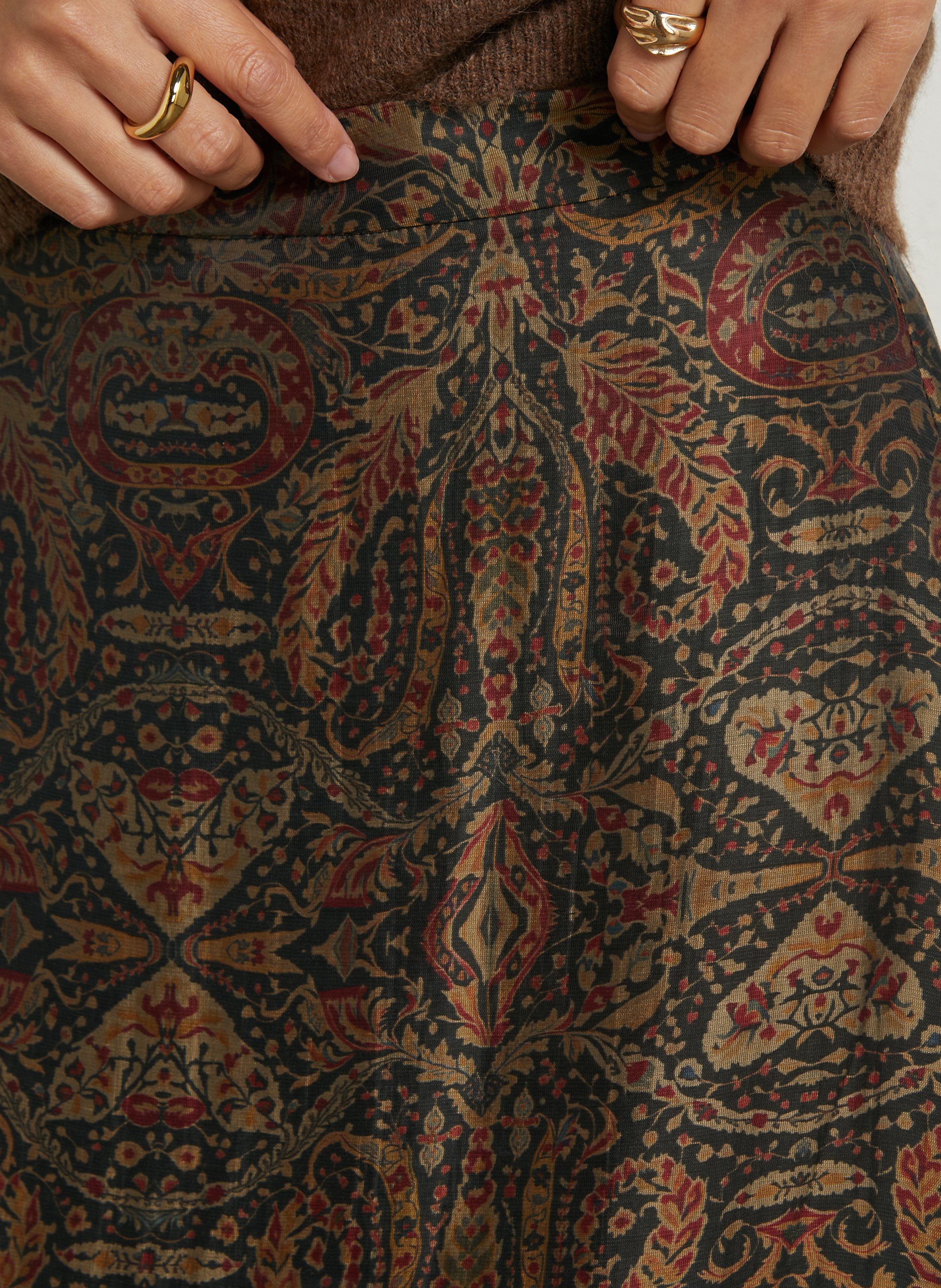Lange uitlopende rok met prints SEE U SOON Blauw