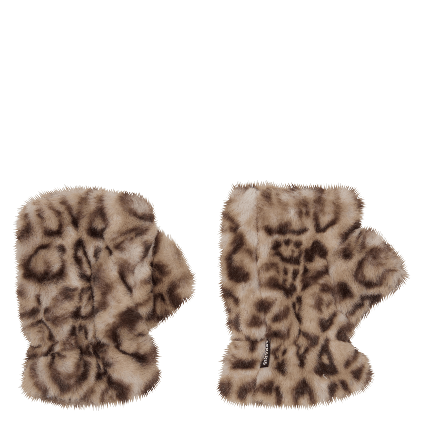Leopard-print faux fur mittens APPARIS Multicolored