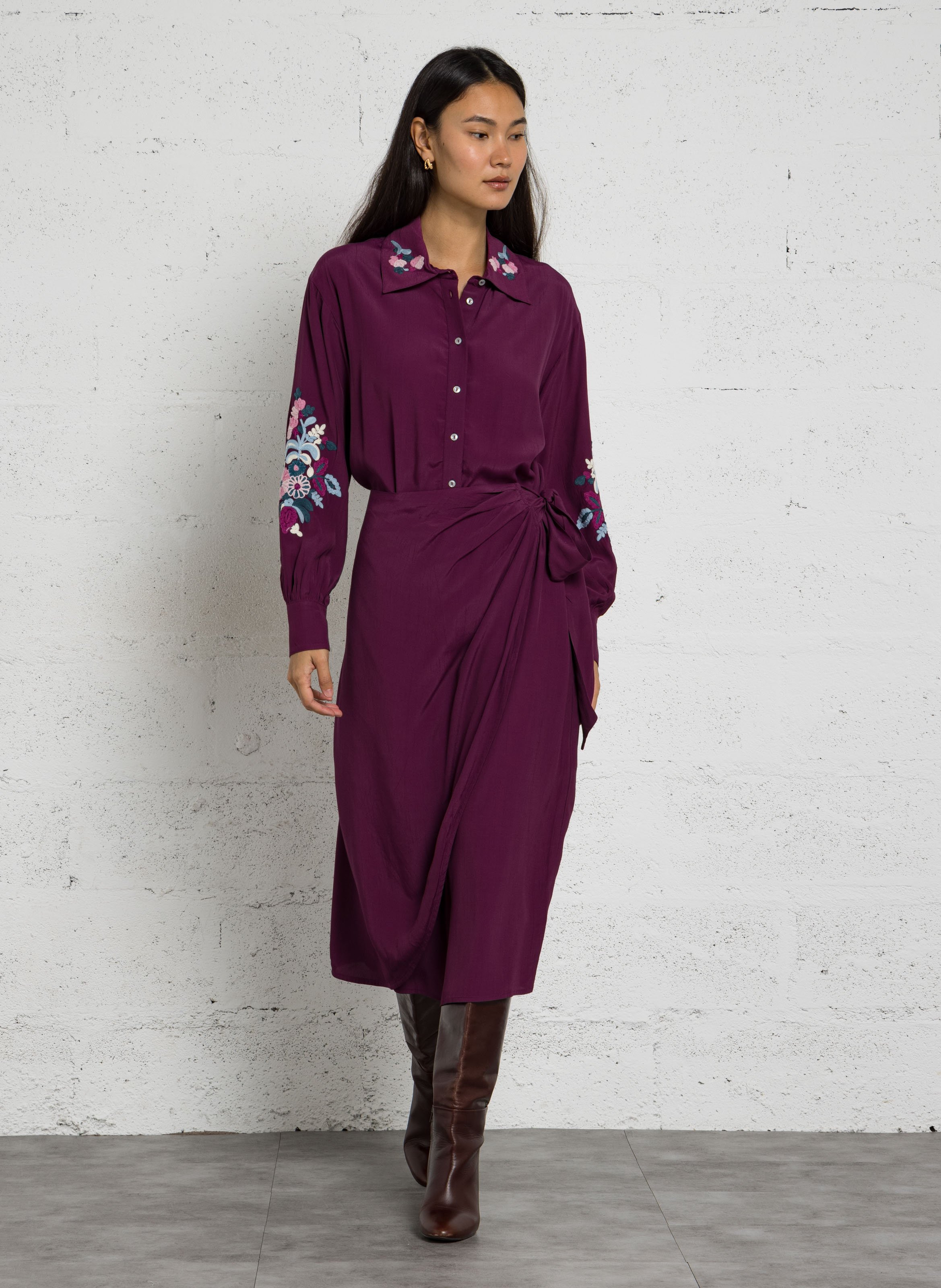 Robe longue et ceinturée LOUISE MISHA Rouge