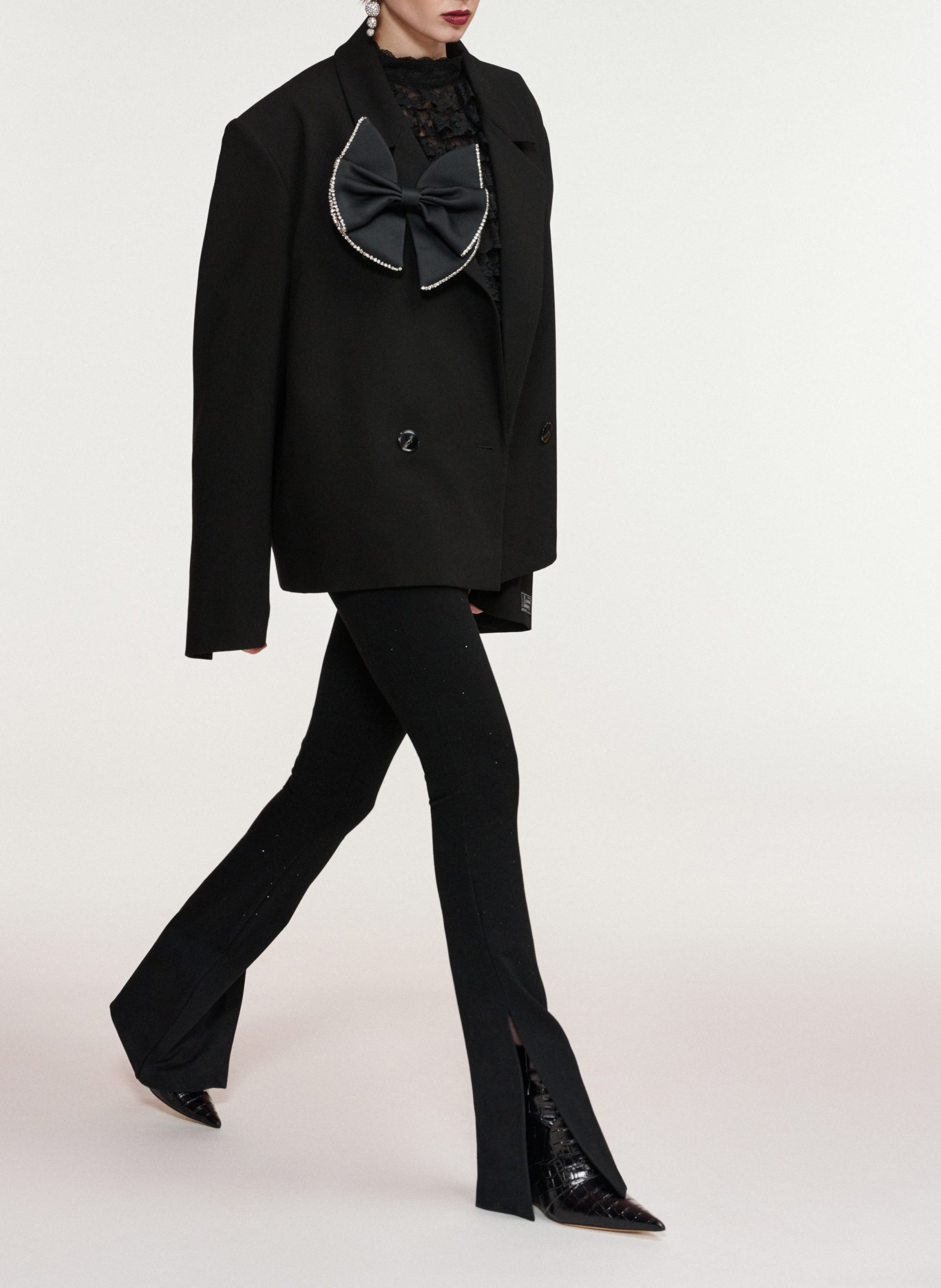 Plain straight-cut blazer jacket ESSENTIEL ANTWERP Black